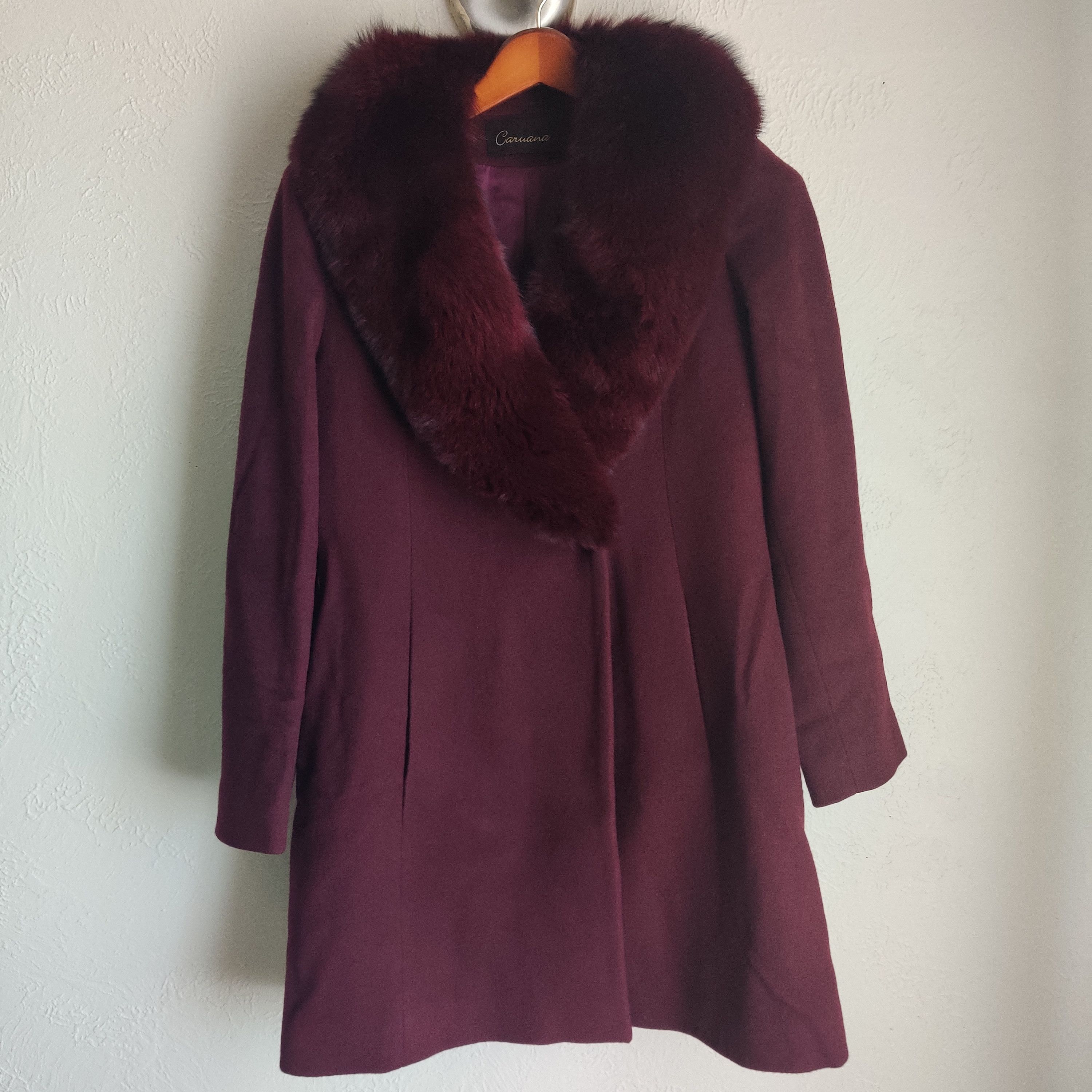 Loro Piana Loro Piana Caruana 100% Wool Coat w/ Saga Fox Fur Trim Size L / US 10 / IT 46 - 1 Thumbnail