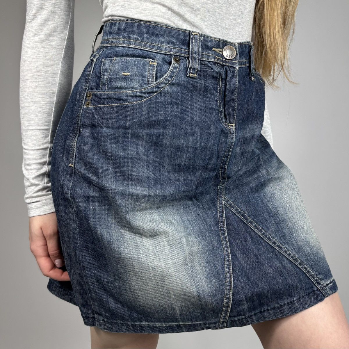 Japanese Brand Vintage Y2K Japanese Denim Retro Mini Skirt 90s Style Size 29" - 3 Thumbnail