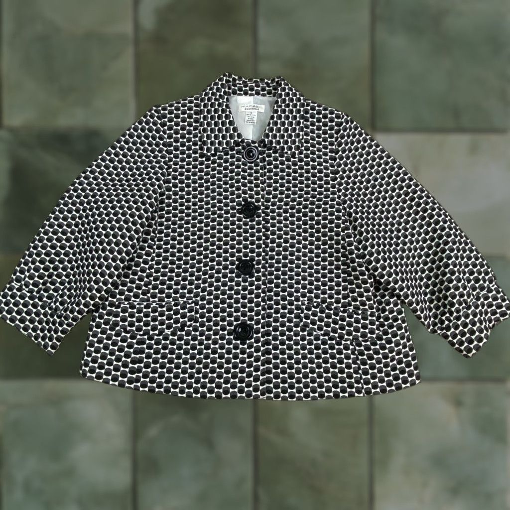 Vintage Rafael Womens Black and White Blazer Size 12 Career Professional Church Jacket Size XL / US 12-14 / IT 48-50 - 1 Thumbnail