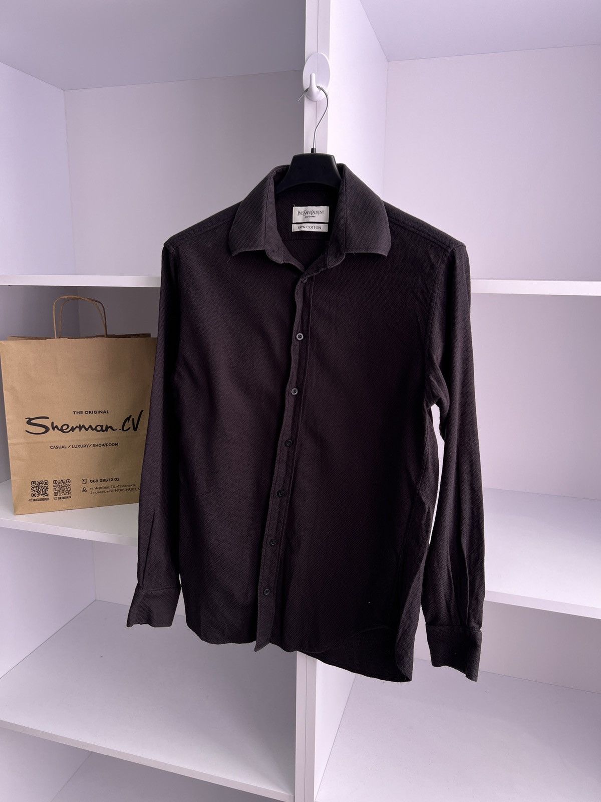 Vintage × Yves Saint Laurent Vintage Yves Saint Laurent Luxury Black Button up Shirt Size US S / EU 44-46 / 1 - 2 Thumbnail