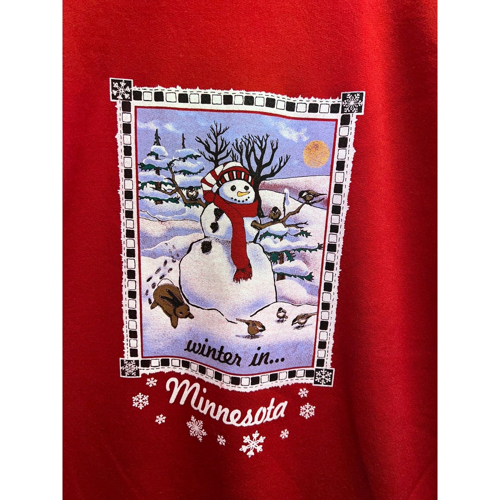 Jerzees Vintage Winter Sweatshirt In Minnesota Snow Crewneck VTG 90s Size US L / EU 52-54 / 3 - 2 Thumbnail
