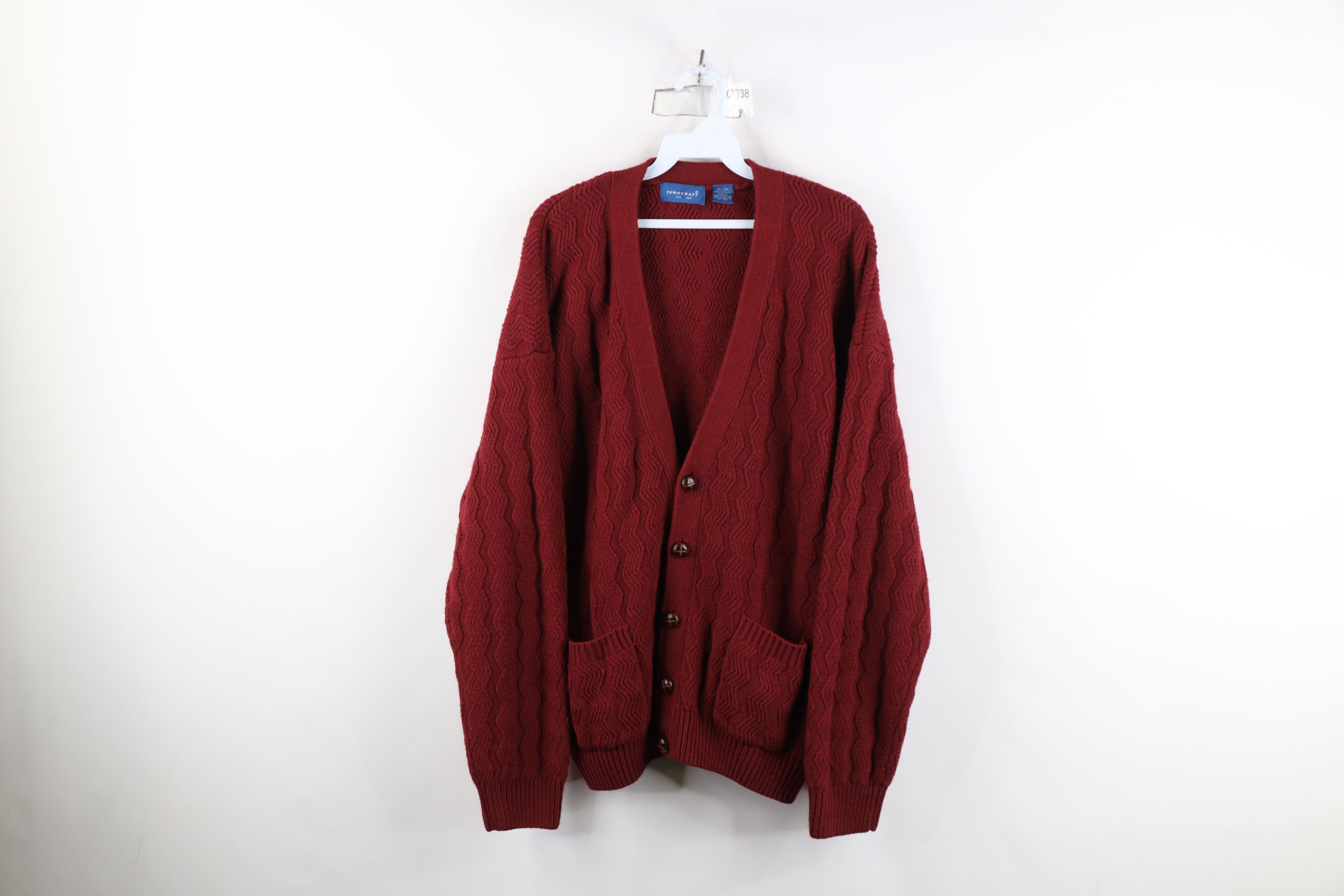 Vintage Vintage 90s Streetwear Zig Zag Wavy Knit Cardigan Sweater Size US XL / EU 56 / 4 - 1 Thumbnail