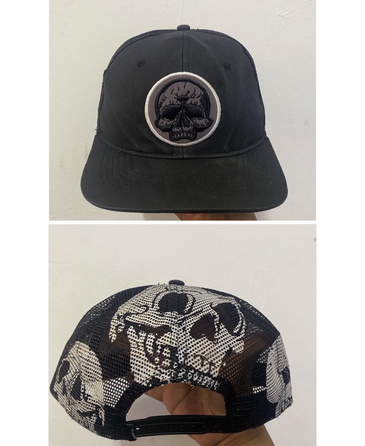 Japanese Brand VTG JACK Brand Skull Overprints Trucker Hat Size ONE SIZE - 1 Thumbnail