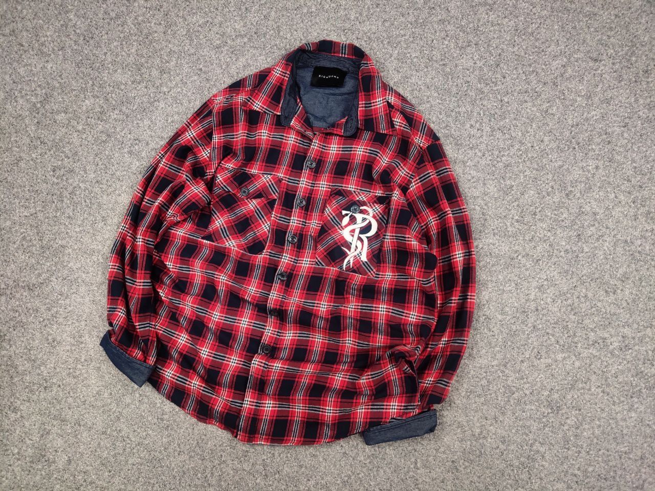 John Richmond John Richmond Design Oversized Red Black Check Flannel Shirt Size US XL / EU 56 / 4 - 3 Thumbnail