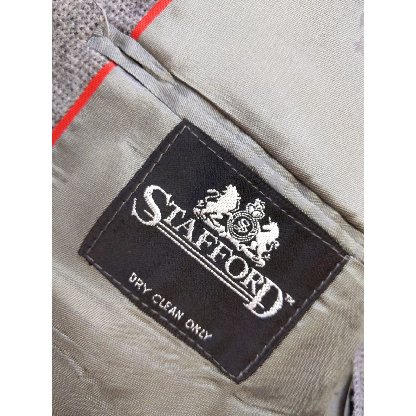 Stafford Stafford Blazer Mens 42 Regular Unstructured Sport Coat Classic Two Button USA Gray Wool Tweed Solid Vintage: No Mens Size 42R - 7 Thumbnail