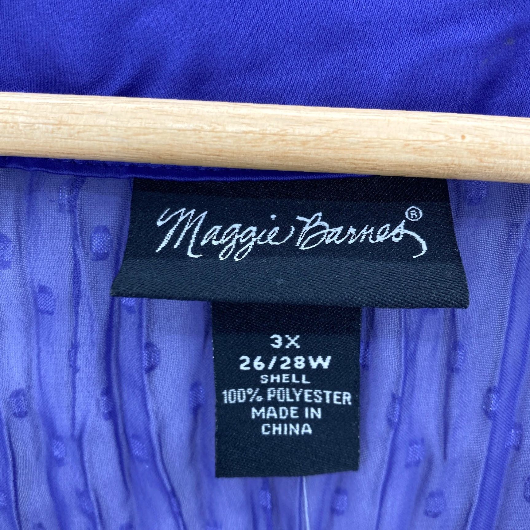 Vintage Maggie Barnes Shirt Womens 3X Purple Sheer Swiss Dot Button Front Ruffle Hem NWT Size XXL / US 16-18 / IT 52-54 - 4 Thumbnail