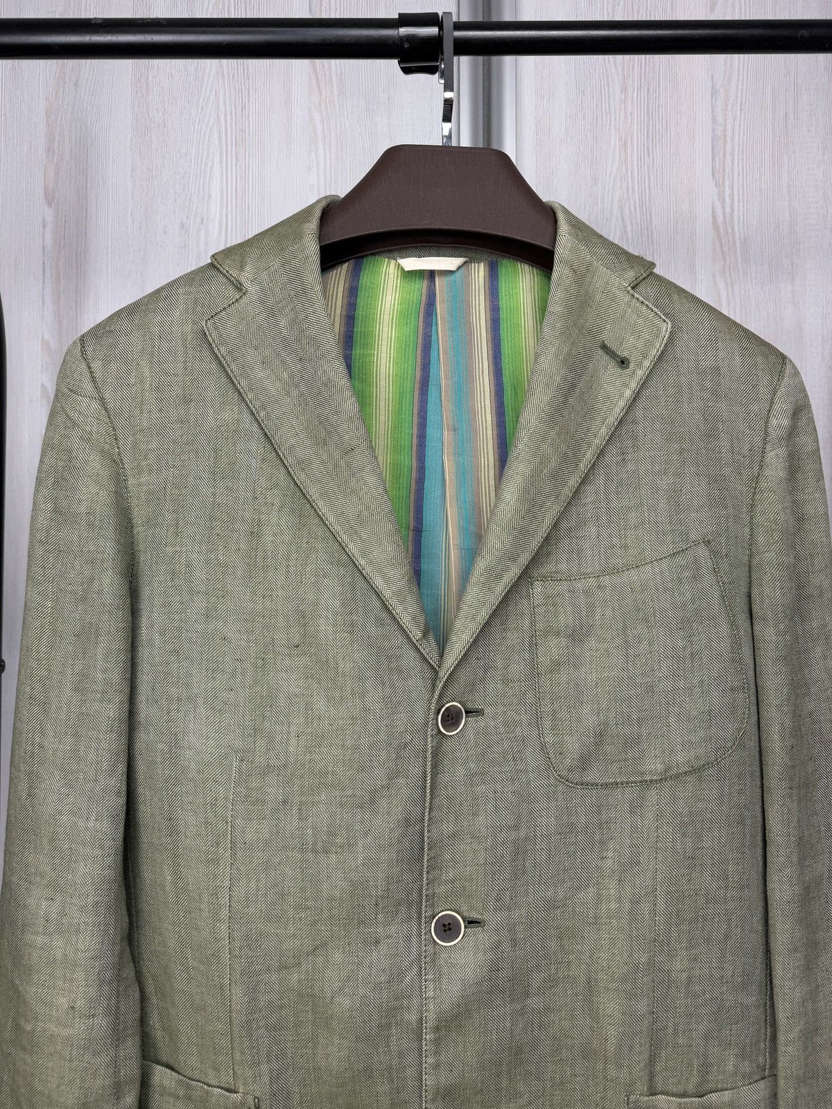 Lardini Lardini Pure Linen Multicolor Striped lining 3 button blazer Size 38R - 3 Thumbnail