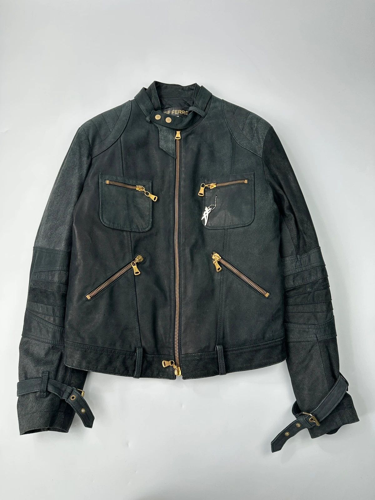 Gianfranco Ferre Gianfranco Ferre Black Leather Biker 6 Zip Padded Jacket Size US L / EU 52-54 / 3 - 1 Thumbnail