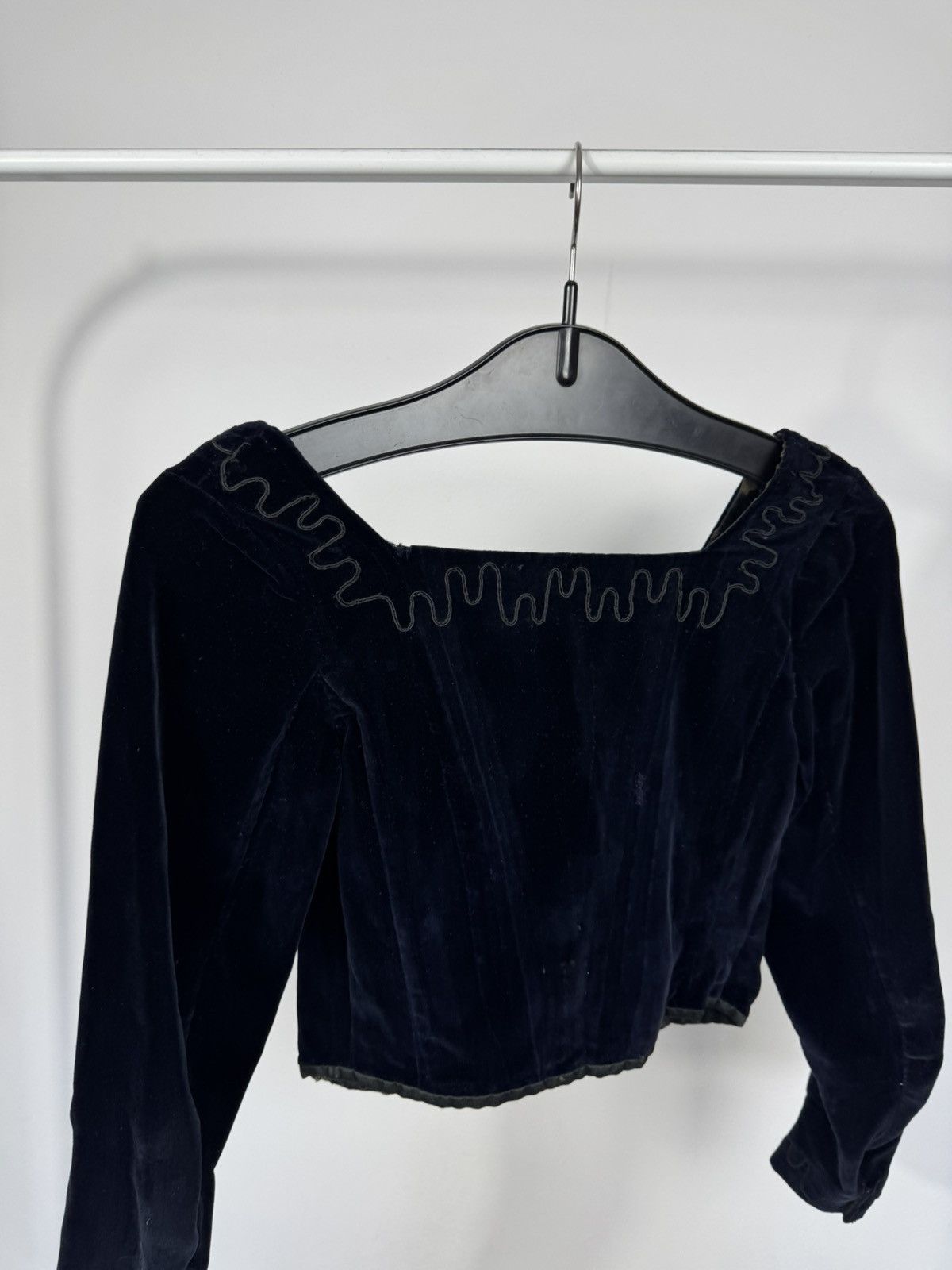 Other Antique Vintage Victorian Black Velvet Corset Blouse Top Size XS / US 0-2 / IT 36-38 - 15 Thumbnail