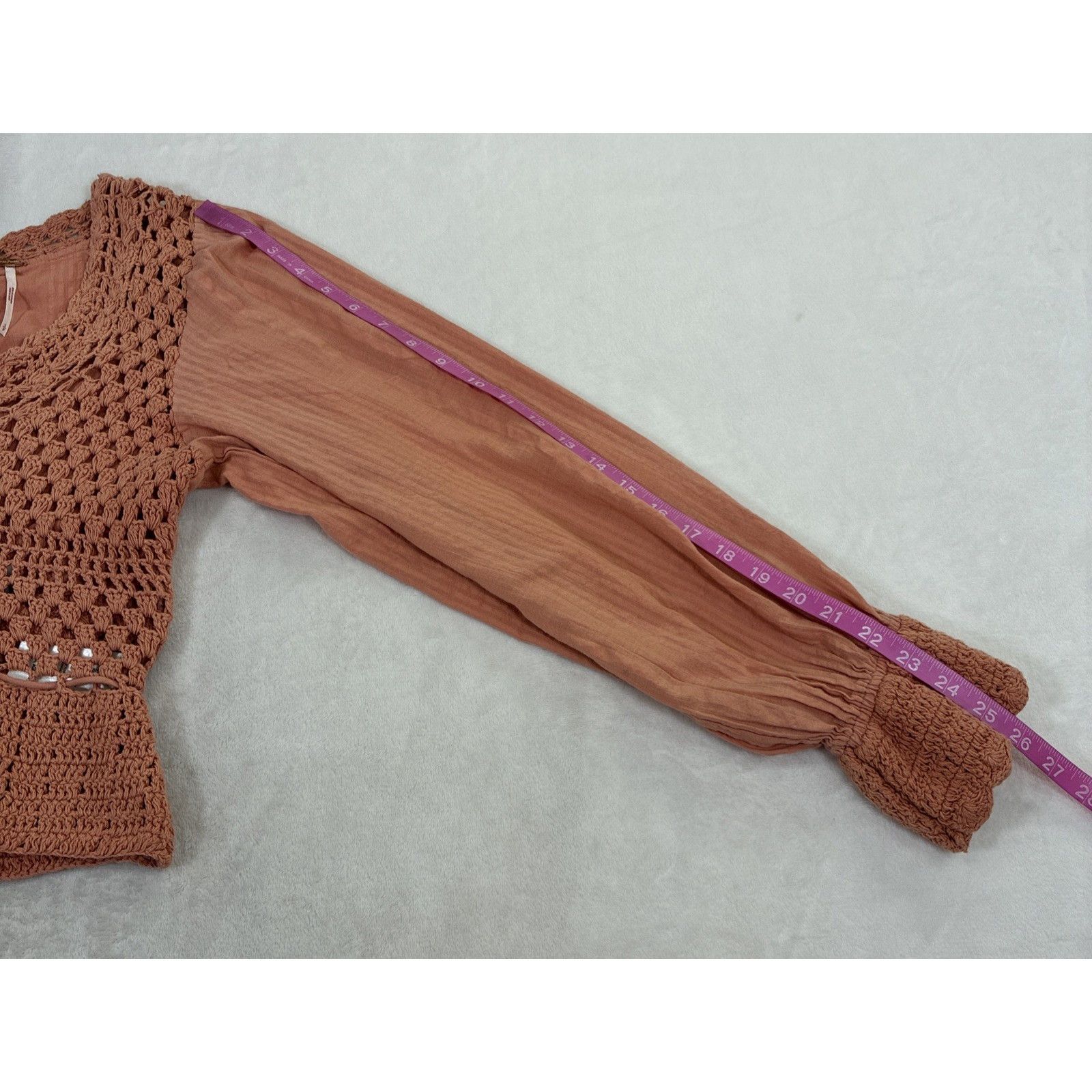 Free People Free People Crocheted Crop Bell Sleeve Boho Top Small Size S / US 4 / IT 40 - 4 Thumbnail