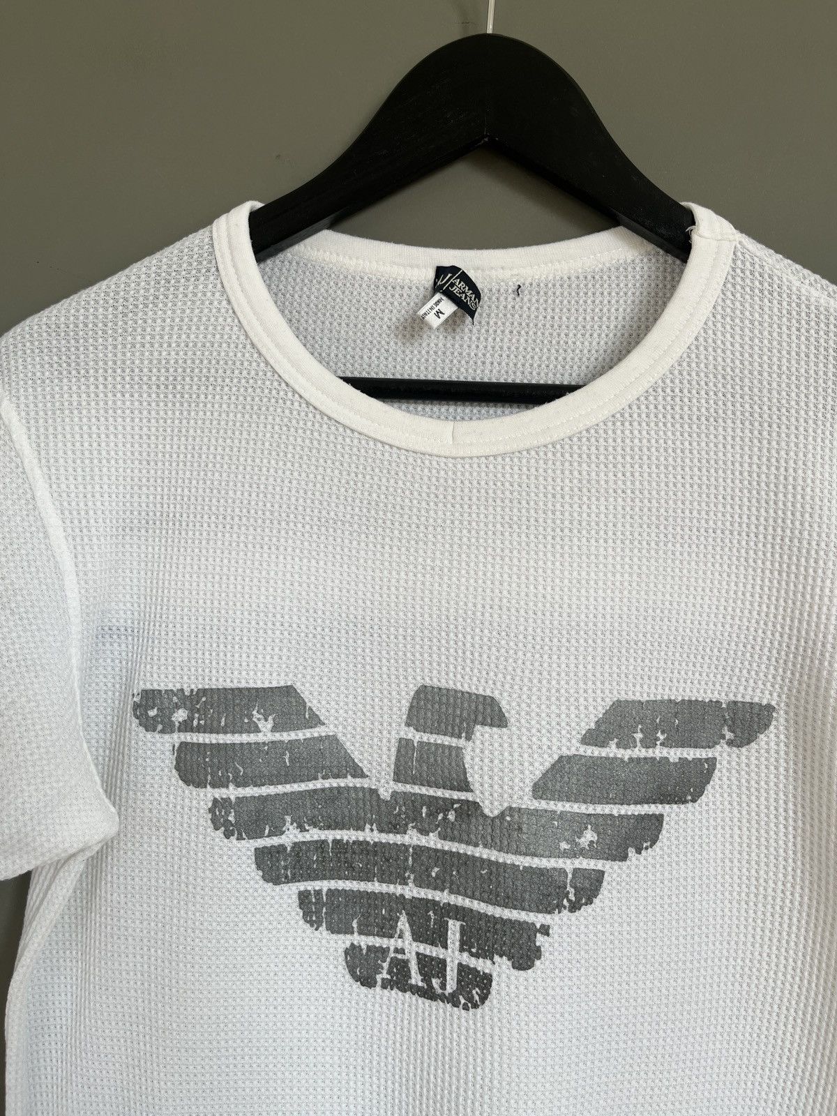 Giorgio Armani Vintage Armani Jeans Big Logo Waffle T-shirt Size US M / EU 48-50 / 2 - 2 Thumbnail