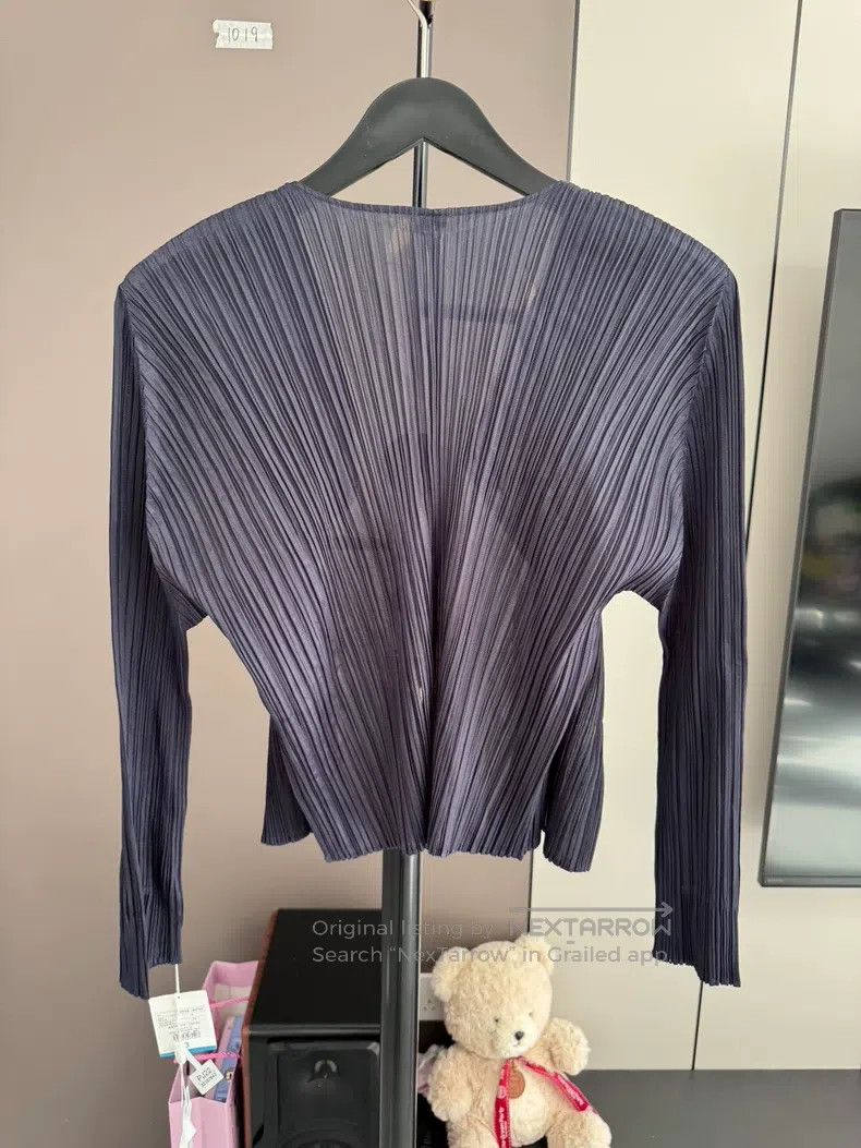 Issey Miyake Issey Miyake Dark Blue Cardigan Size L / US 10 / IT 46 - 2 Thumbnail