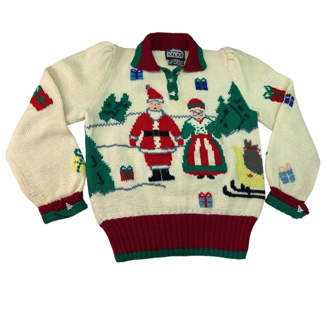 Other Vintage 80s Berek Collared Christmas Sweater Hand-Knit 100% Size M / US 6-8 / IT 42-44 - 3 Thumbnail