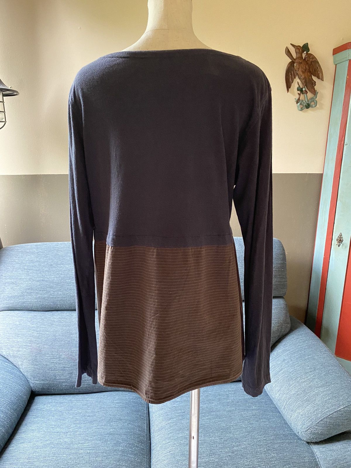 Y's × Yohji Yamamoto Y's YOHJI YAMAMOTO Navy & Brown Layered Tunic Top Size ONE SIZE - 4 Thumbnail