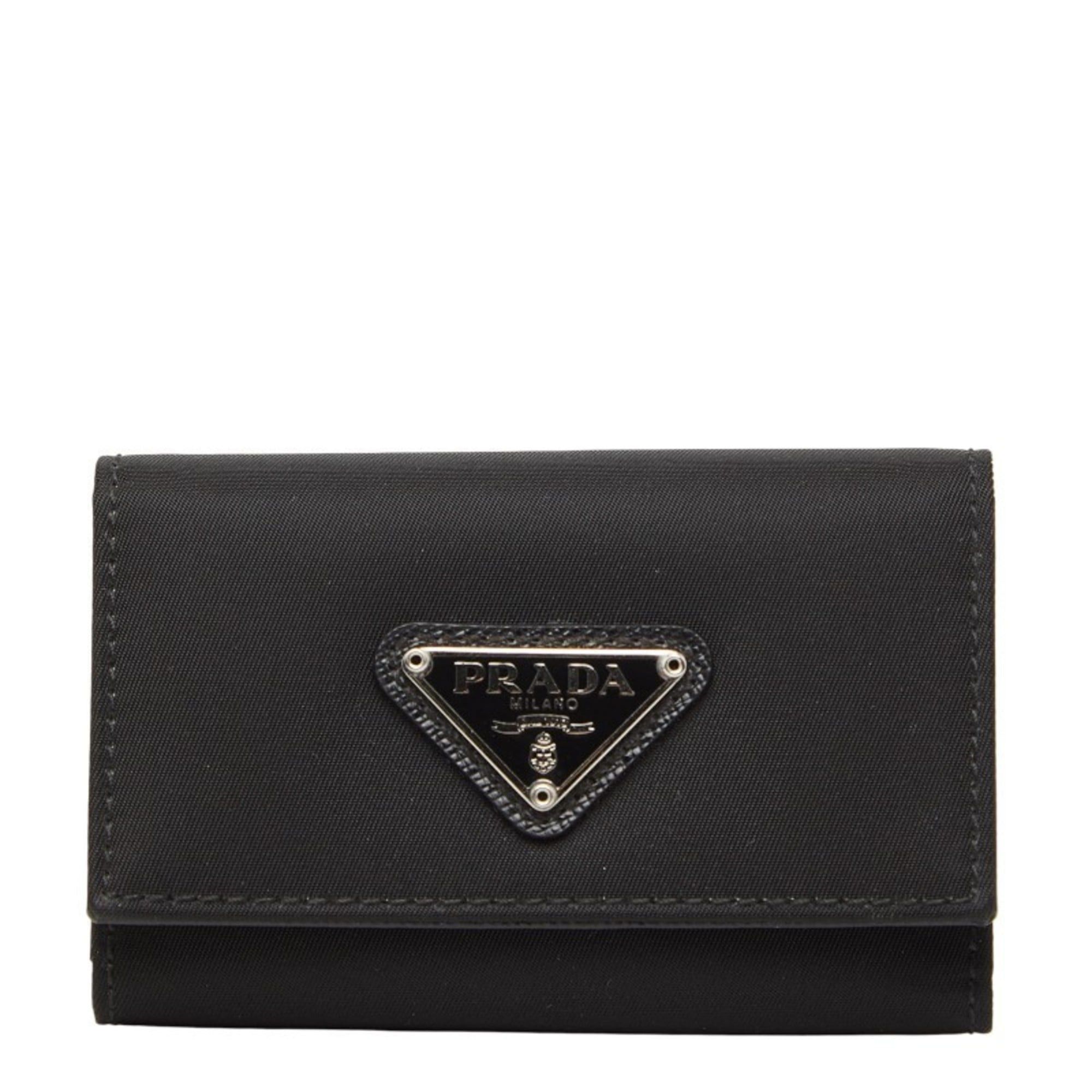 Prada Prada Triangle Logo Plate 6-Ring Key Case M222 Black Nylon Women's PRADA Size ONE SIZE - 1 Thumbnail