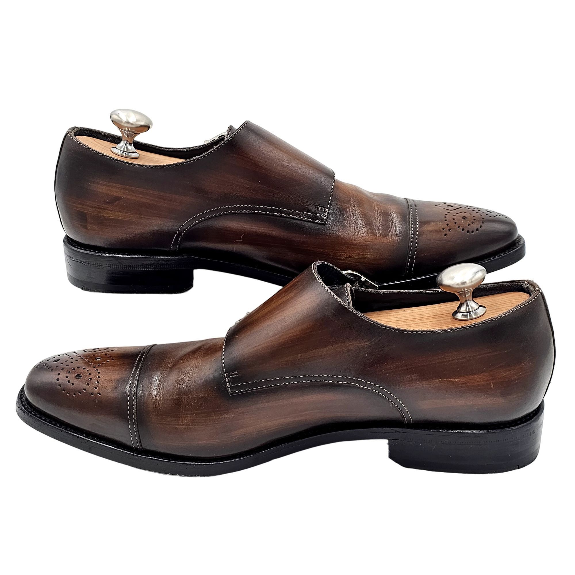 Other Chalk Mark Men's 8.5 Antique Patina Brown Dress Shoes Double Size US 8.5 / EU 41-42 - 8 Thumbnail