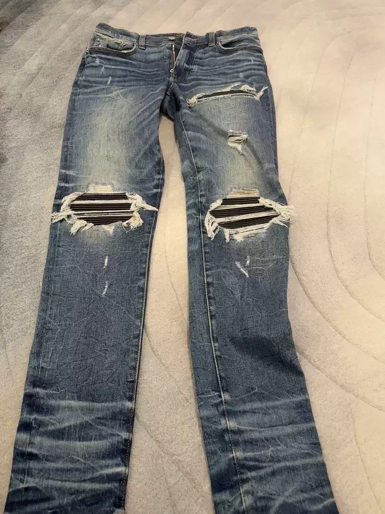 Amiri Amiri Amiri Mx1 out of print blue patchwork jeans-2507 Size US 31 - 1 Thumbnail