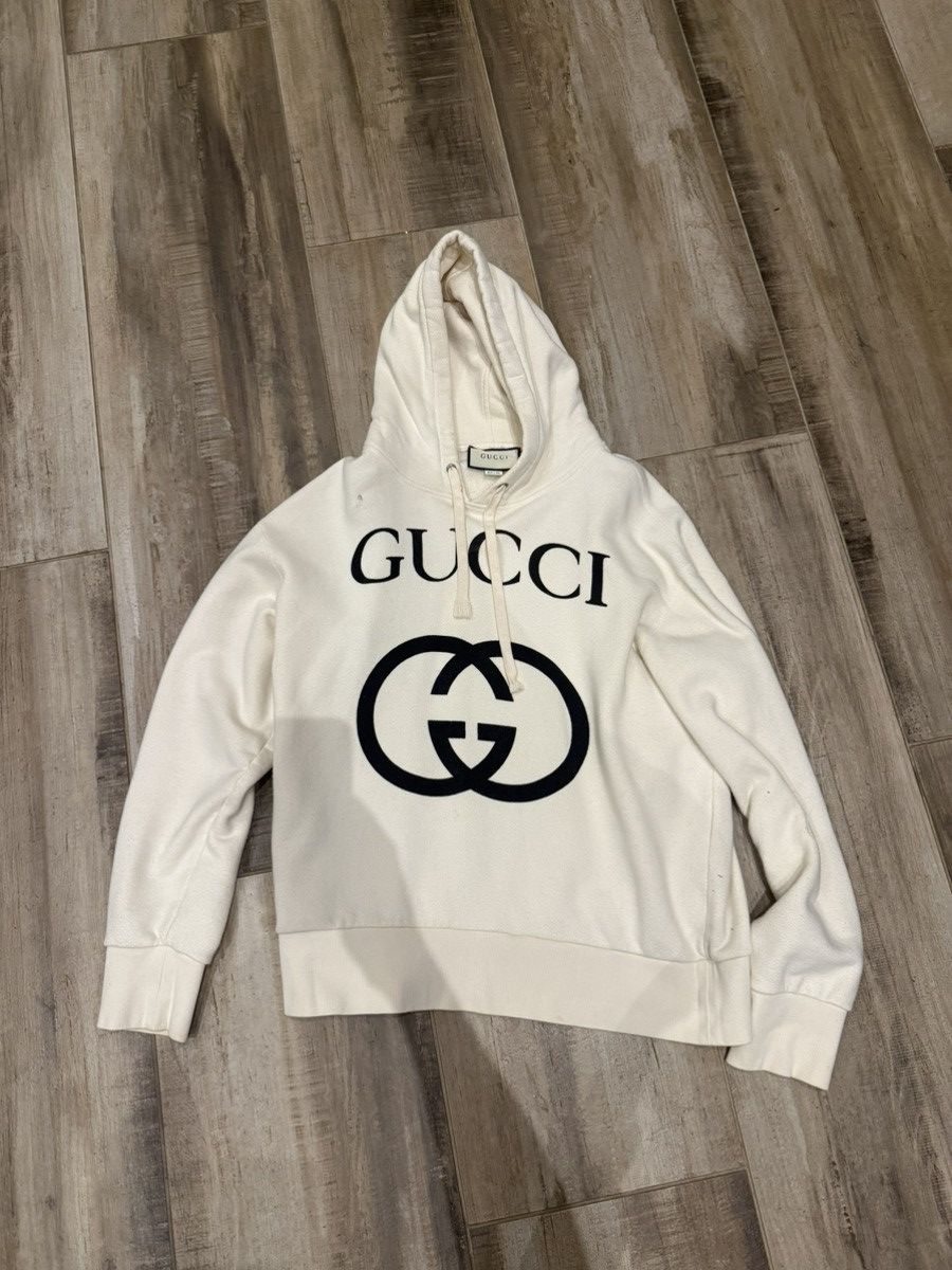 Gucci Gucci big logo Cream Hoodie Size US M / EU 48-50 / 2 - 1 Thumbnail