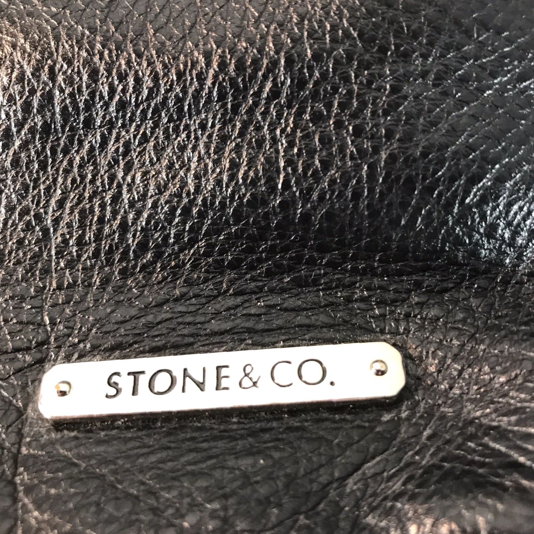 Vintage Stone & Co Black Snakeskin Leather Shoulder Bag Medium 12x10 inches Business Casual Travel Womens Size ONE SIZE - 4 Thumbnail