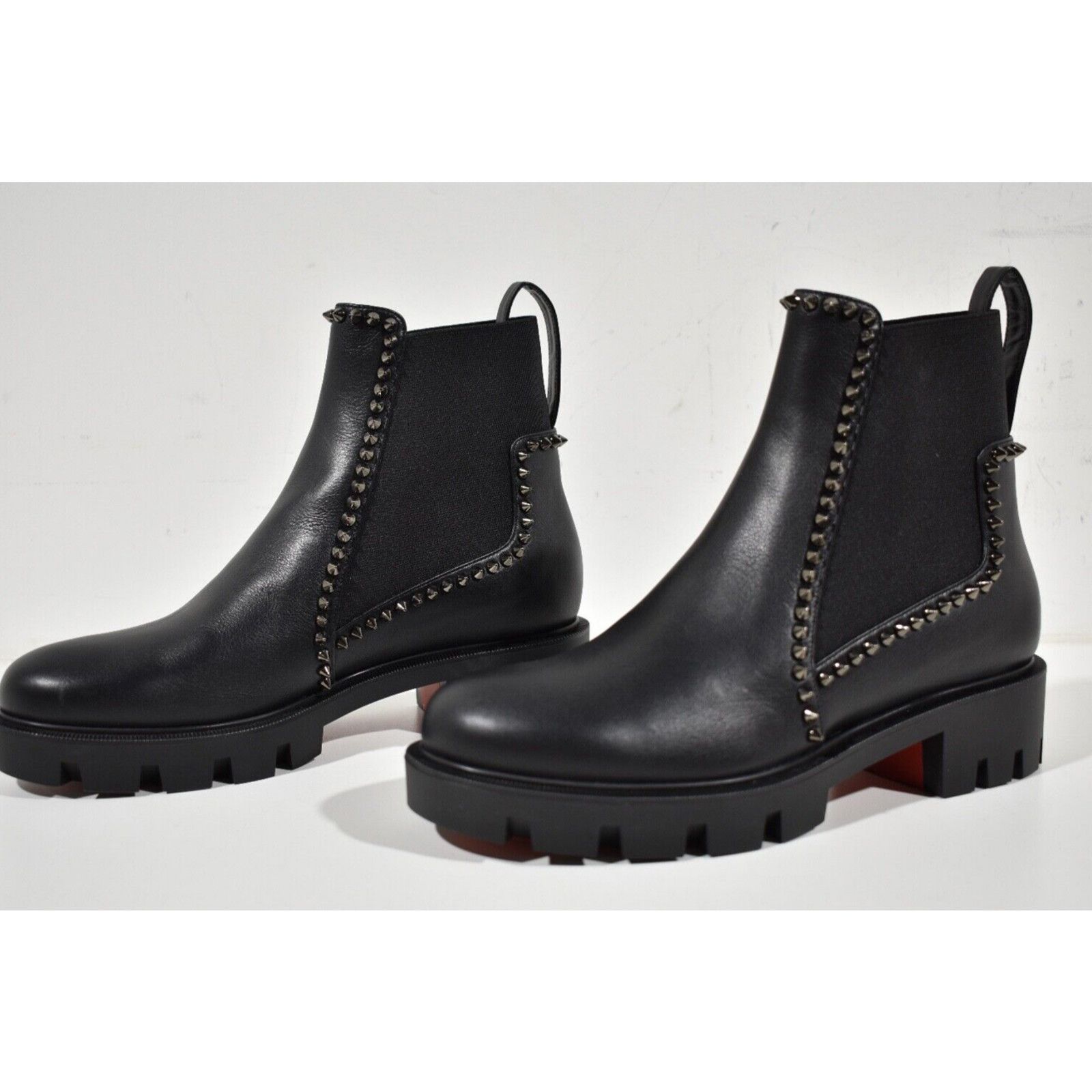 Christian Louboutin Christian Louboutin Out Lina Spike Lug Flat Black Calf Size US 7.5 / IT 37.5 - 9 Thumbnail