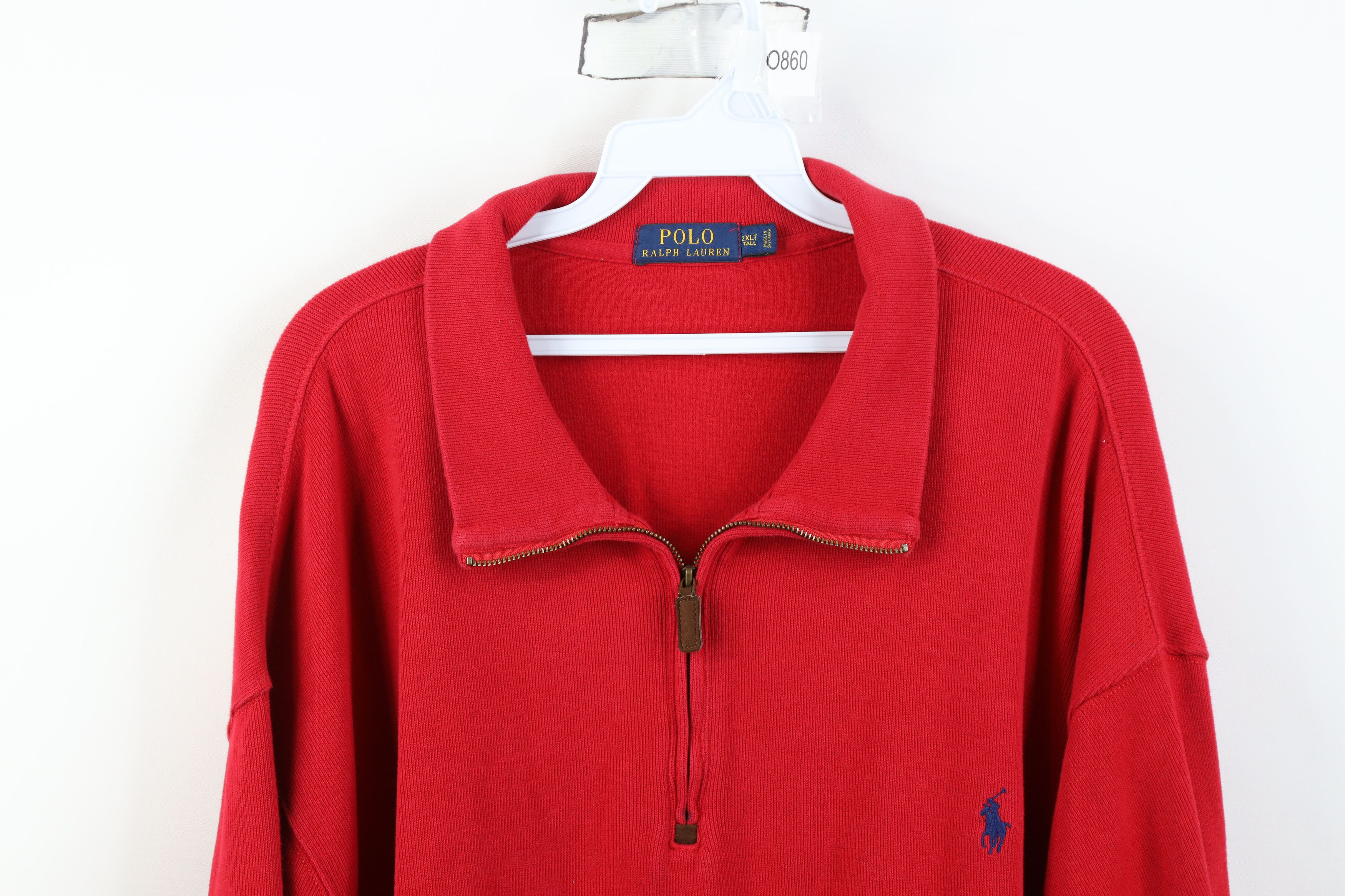 Polo Ralph Lauren Vintage Y2K Ralph Lauren Ribbed Knit 1/4 Zip Sweater Red Size US XXL / EU 58 / 5 - 2 Thumbnail