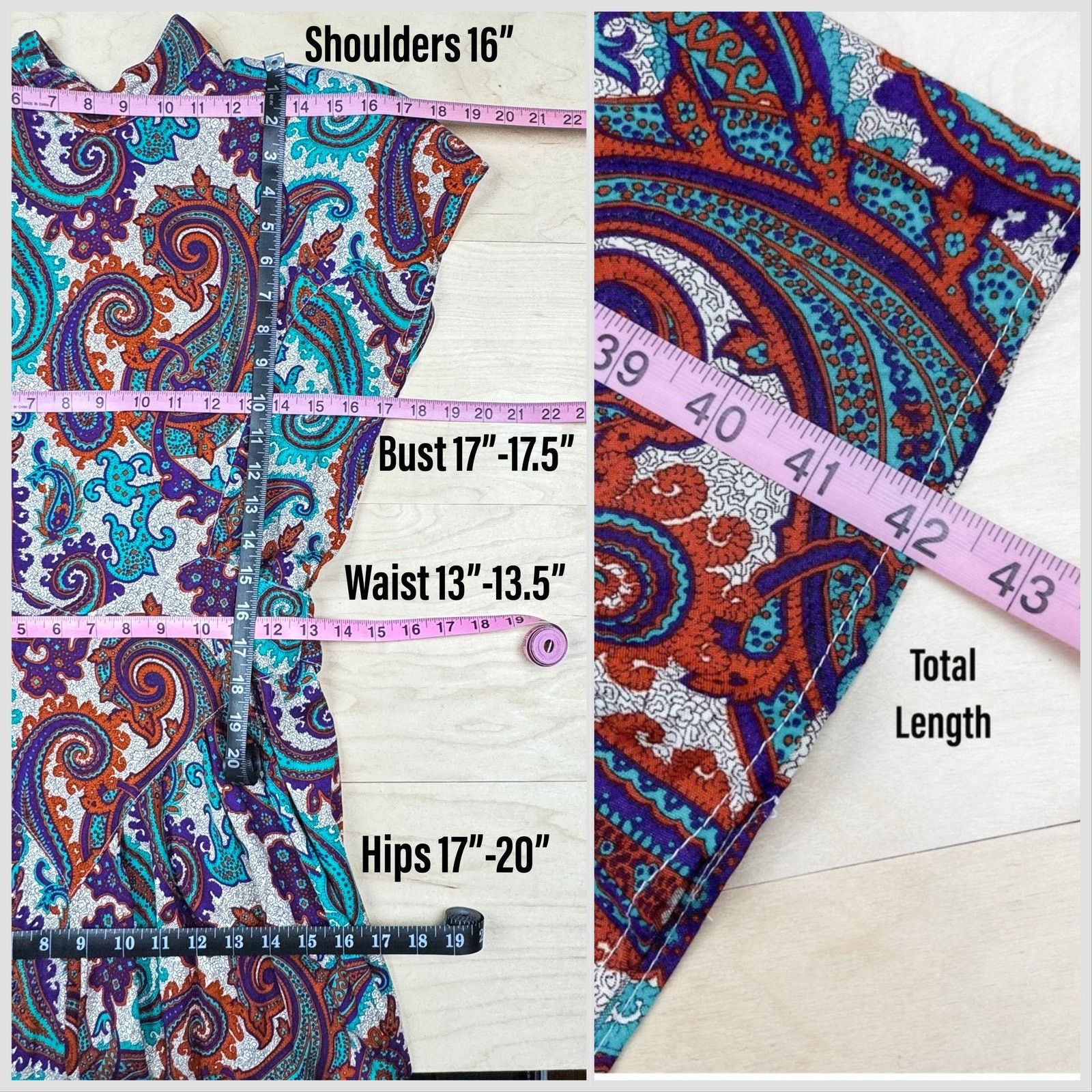 Vintage Vintage 1980s Paisley Print Short Sleeve Back Button Dress Size XS / US 0-2 / IT 36-38 - 6 Thumbnail