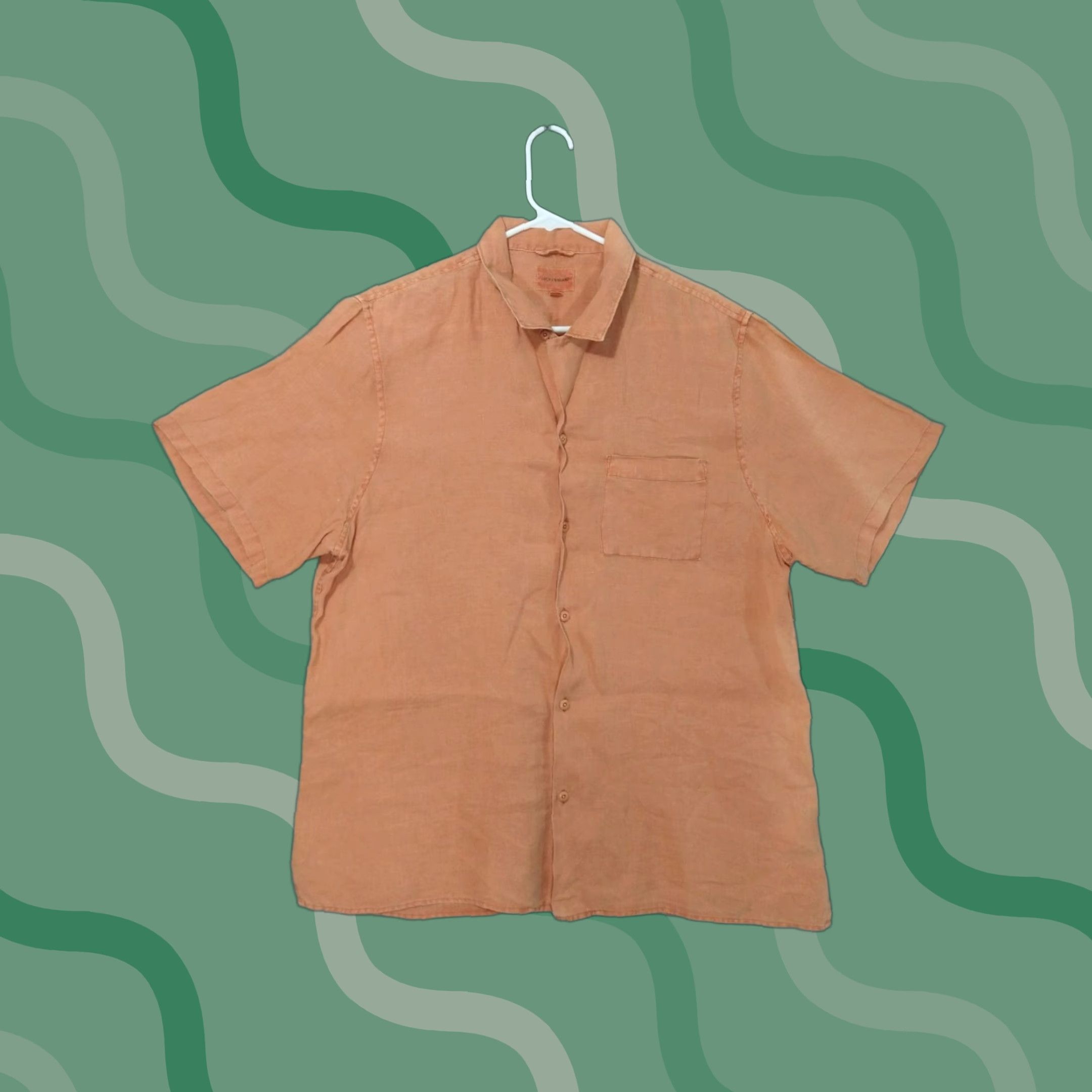 Lucky Brand Lucky Brand Shirt Mens Large Orange Short Sleeve Button-Up Collared Linen Beach Casual 90s Decade? (Wait) Size US L / EU 52-54 / 3 - 1 Thumbnail