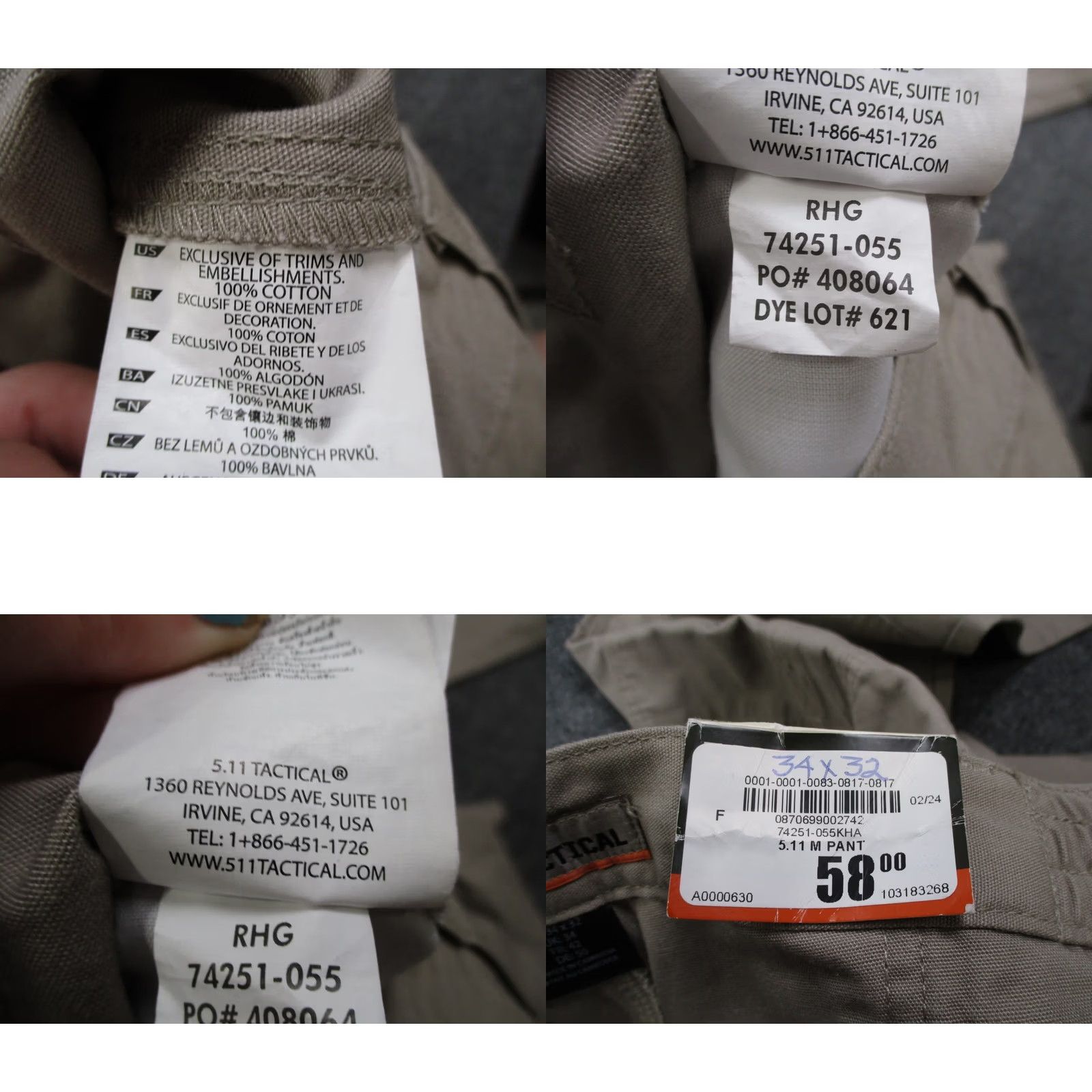 Vintage 5.11 Tactical Pants Men 34x32 Cargo Workwear Beige Cotton Canvas 511 Cargo Pants Mens Regular 32 Inseam Beige Size US 32 / EU 48 - 8 Thumbnail