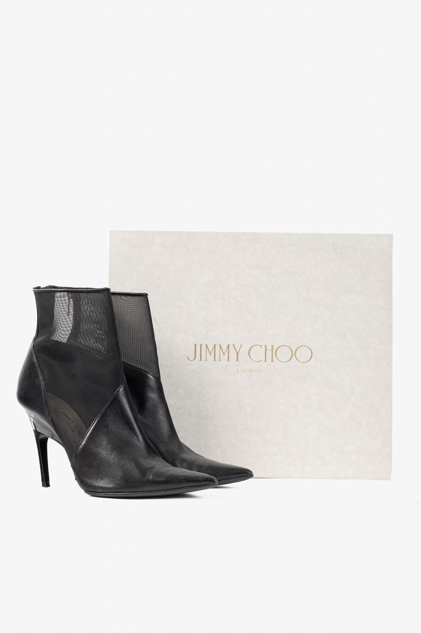 Jimmy Choo Jimmy Choo Sioux 100 Black Nappa & Mesh Ankle Boots Size US 7.5 / IT 37.5 - 12 Thumbnail