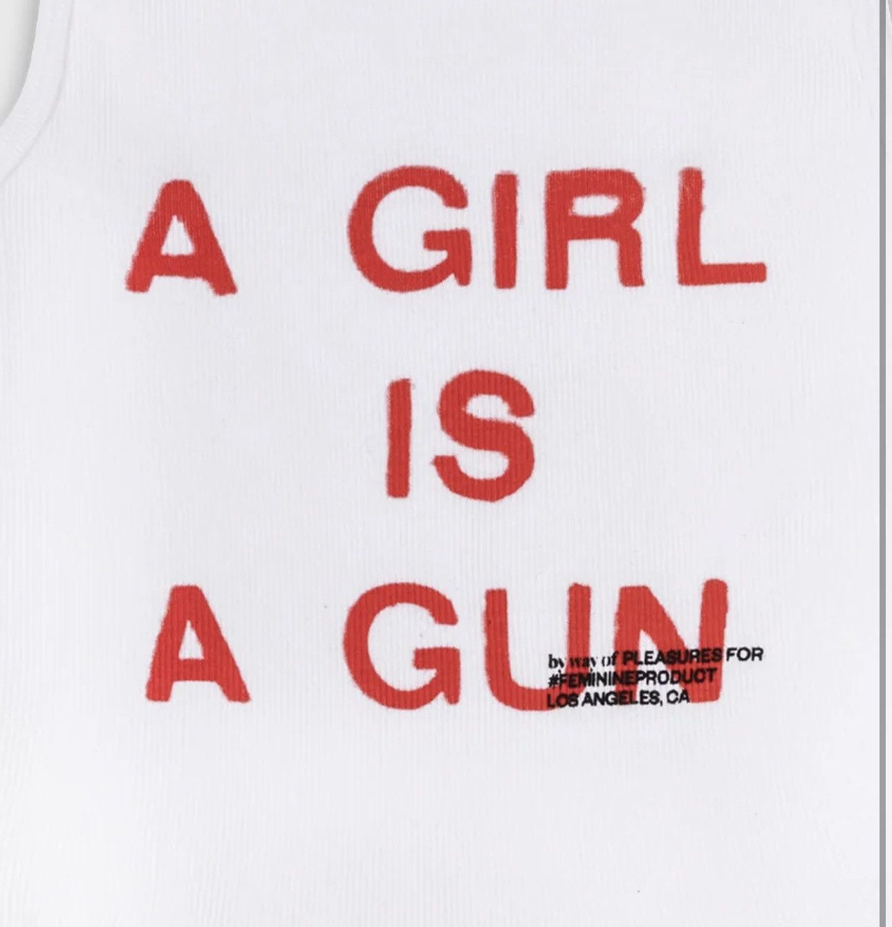 Pleasures Medium White A Girl is A Gun Tank Top Red Tee Shirt Size M / US 6-8 / IT 42-44 - 5 Thumbnail