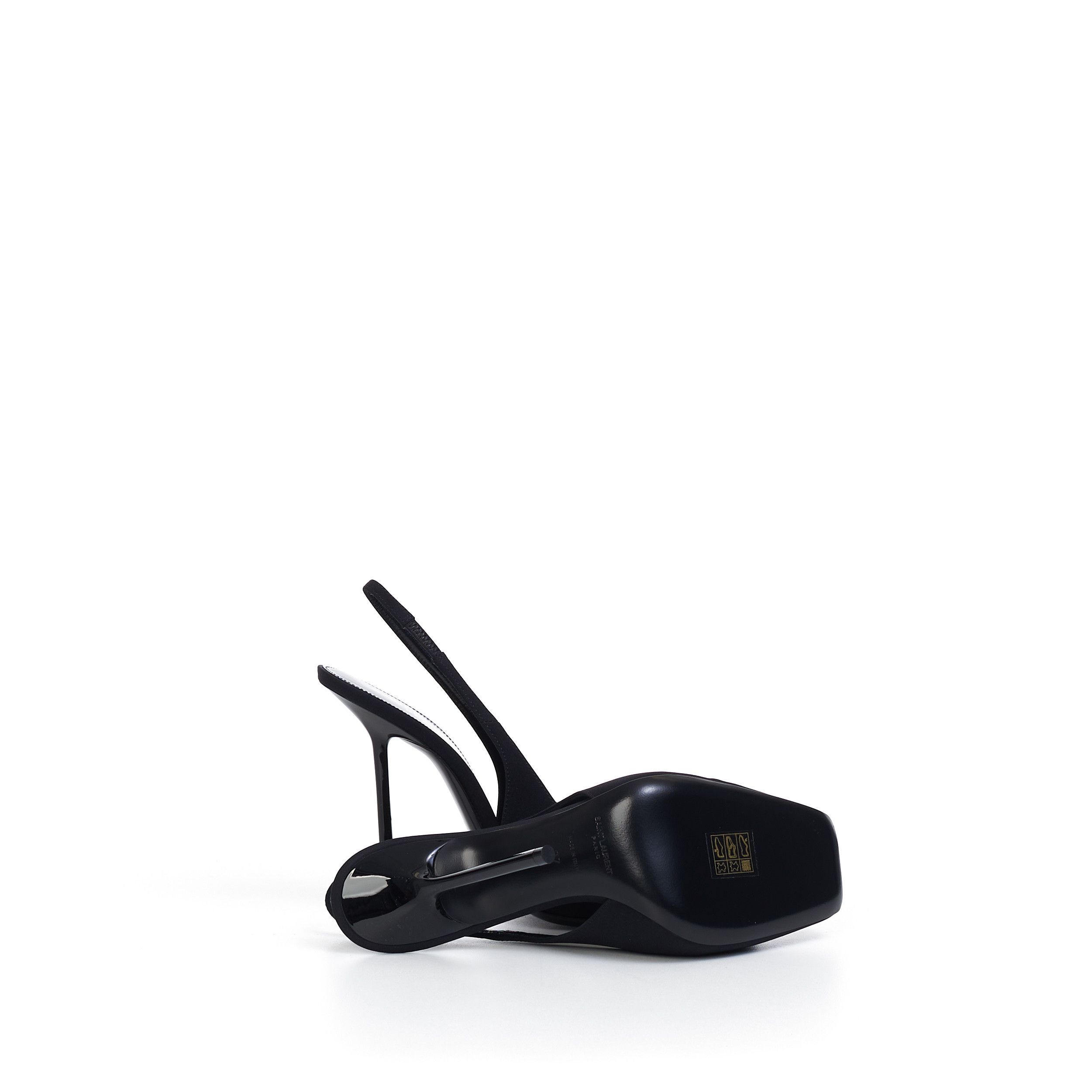 Saint Laurent Paris Maxine Slingback Pumps In Black Silk & Leather Size US 9.5 / IT 39.5 - 9 Thumbnail