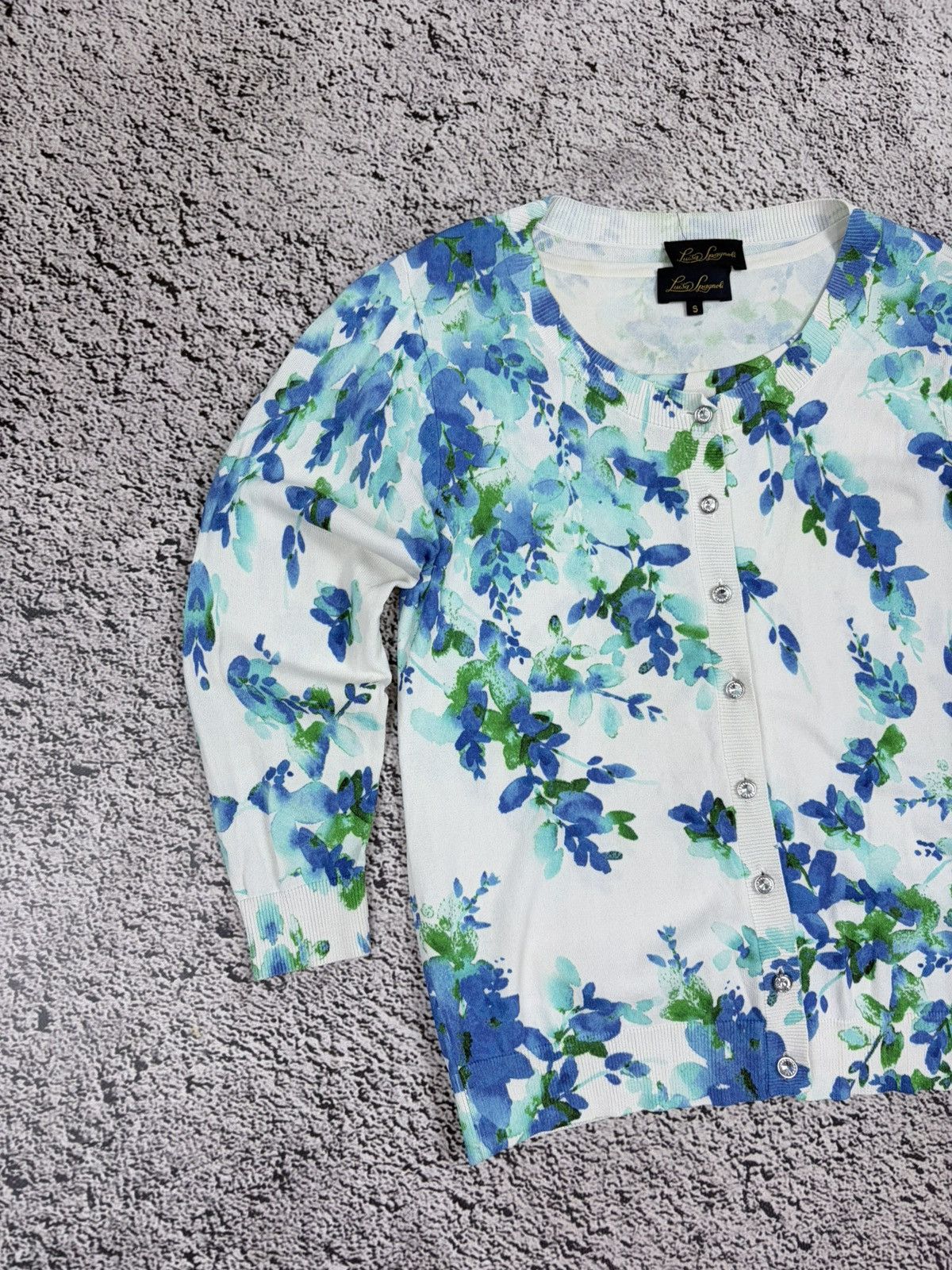 Japanese Brand Luisa Spagnoli Floral Knit Twin Set Cardigan Top Italy S Size S / US 4 / IT 40 - 3 Thumbnail