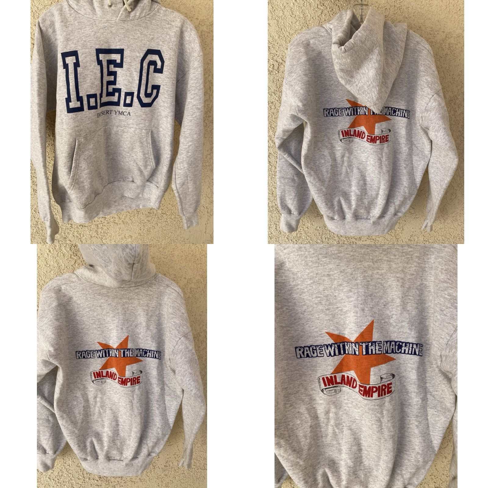 Hanes VINTAGE Hanes Desert YMCA I.E.C Rage Machine Inland Empire Hoodie Sweatshirt L Gray 90s Mens Hoodie Size US L / EU 52-54 / 3 - 9 Thumbnail
