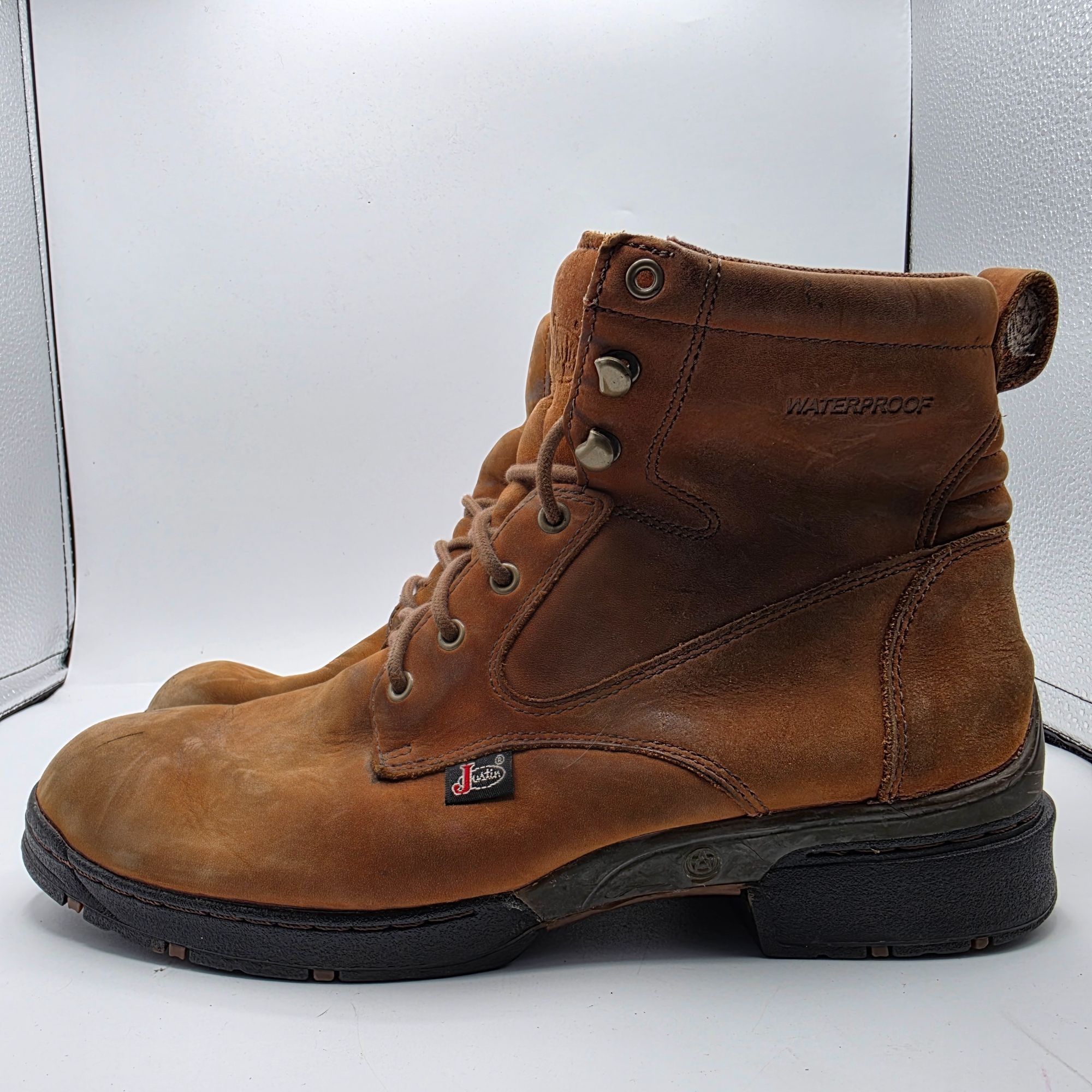 Justin Justin Mens Size 9 D Brown Work Boots Waterproof Outdoors Ca Size US 9 / EU 42 - 13 Thumbnail