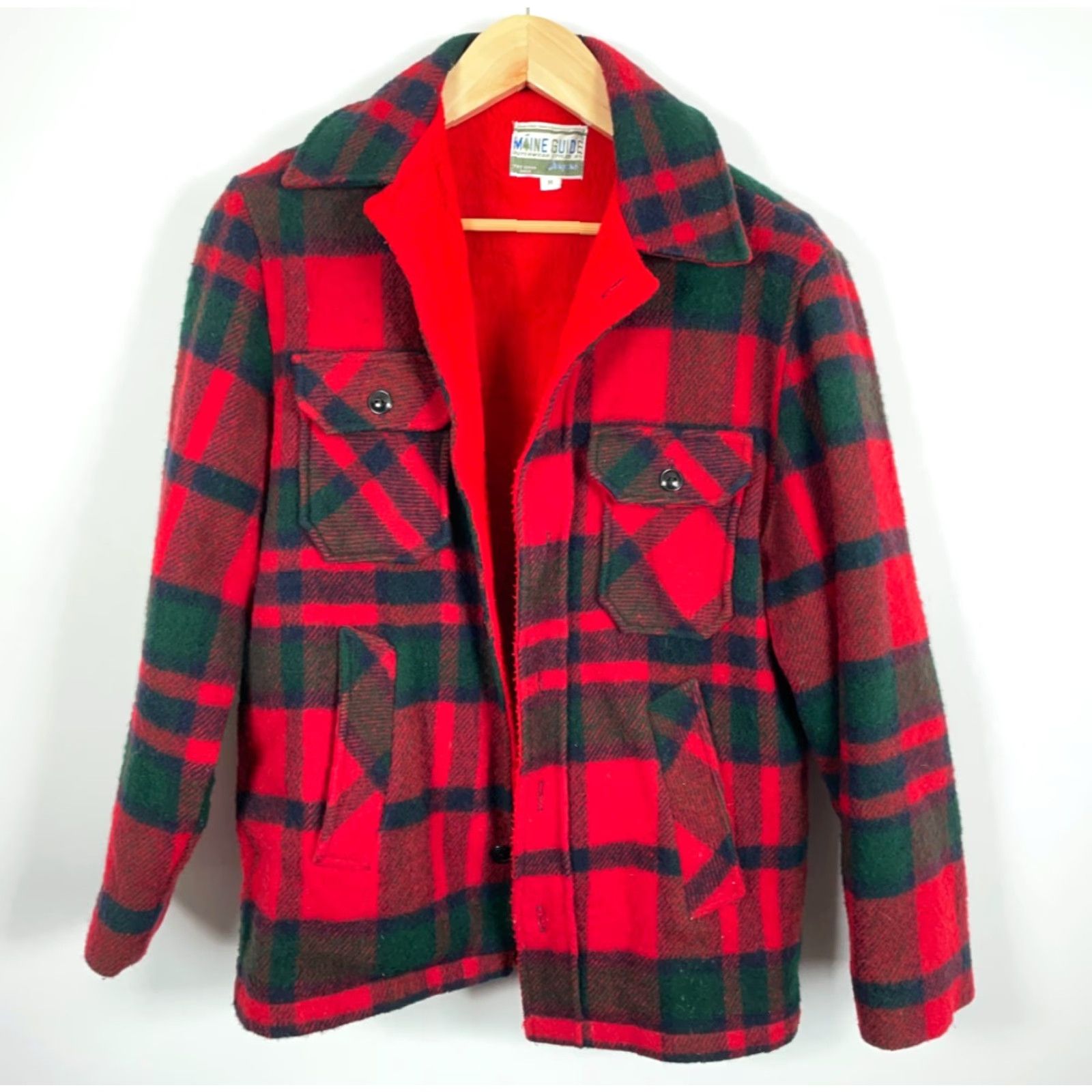Vintage VINTAGE Congress Sportswear Maine Guide Wool Jacket Mens Medium Red Green Plaid Deep Pile Lining Size US M / EU 48-50 / 2 - 2 Thumbnail