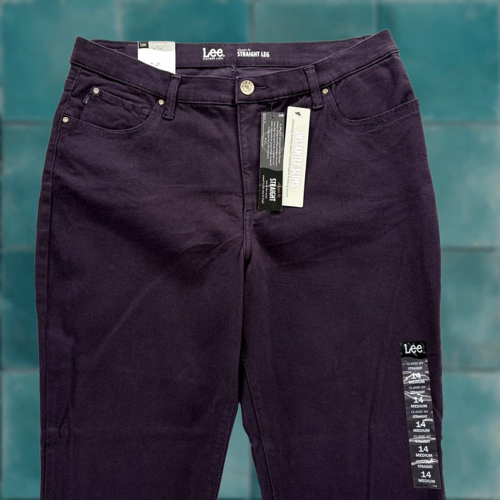 Lee Lee Jeans Womens 14 Purple Classic Fit Straight Leg Platinum Label Slim Denim Jeans Womens Color Purple Size 14 Size 36" / US 14 / IT 50 - 1 Thumbnail