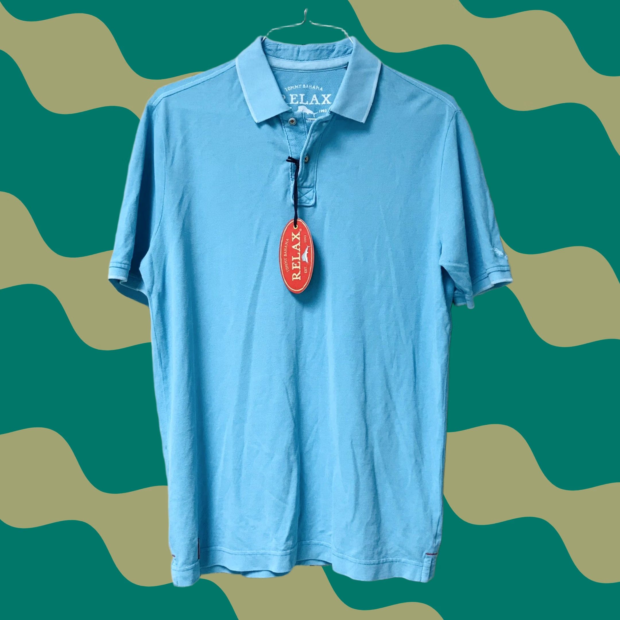 Tommy Bahama Tommy Bahama Polo Shirt Men Sky Blue Relaxed Pique Short Sleeve M Regular 100% Cotton Beach Golf Logo Button Shirt Size US M / EU 48-50 / 2 - 1 Thumbnail
