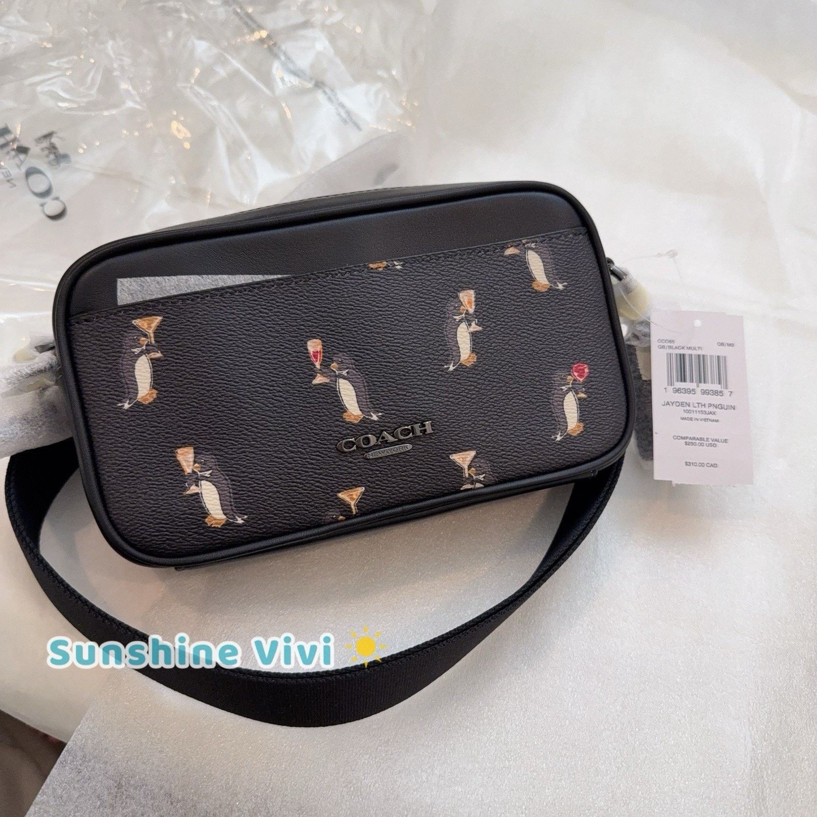 NWT Coach Jayden Crossbody BagWith Penguin Print CCO65 Black