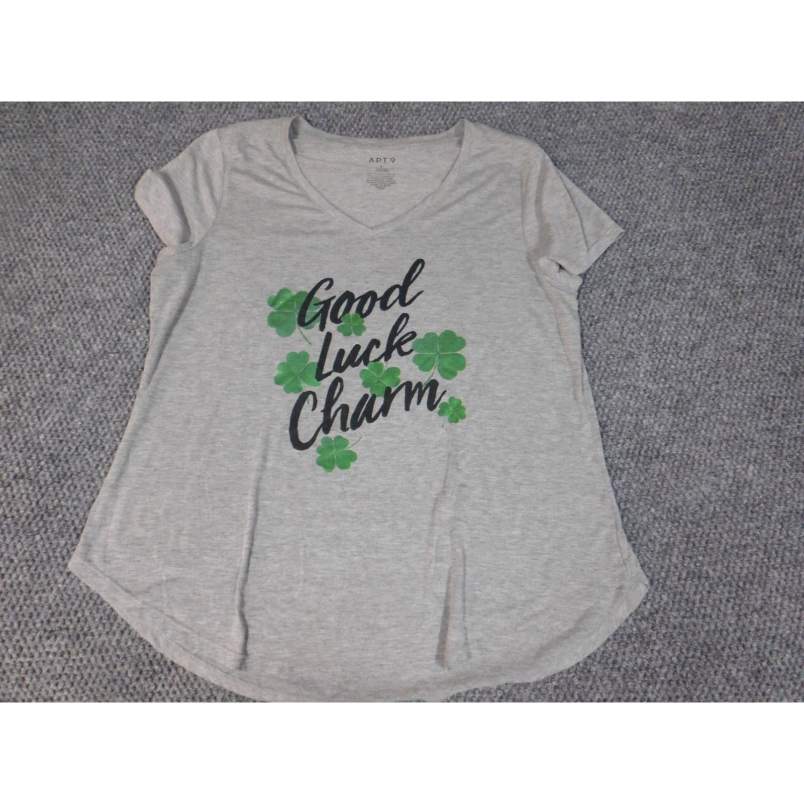 Apt. 9 Apt 9 Womens Blouse large pullover stretch good luck Size L / US 10 / IT 46 - 2 Thumbnail