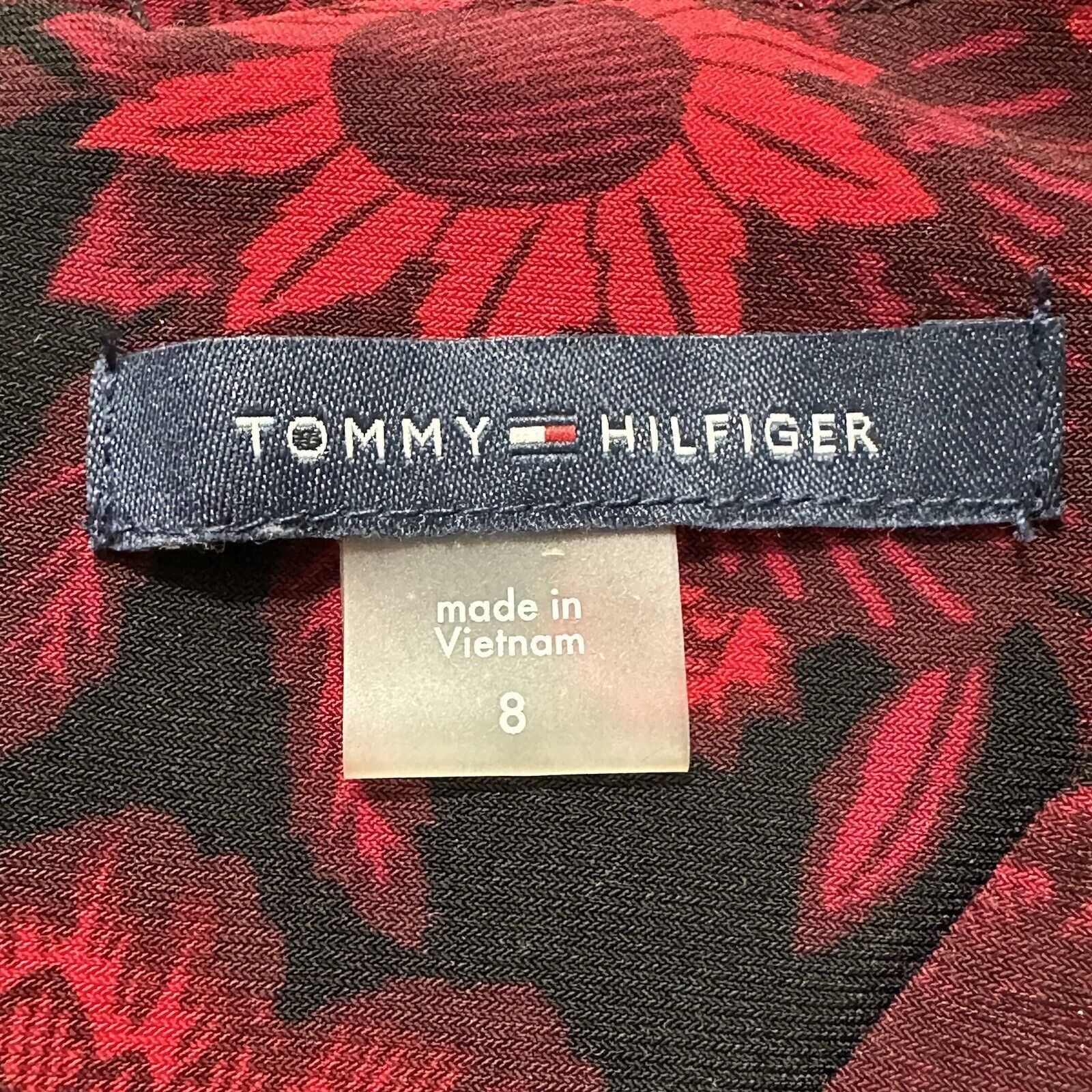 Tommy Hilfiger Tommy Hilfiger 8 A-Line Shift Black Red Floral Dress Size M / US 6-8 / IT 42-44 - 3 Thumbnail