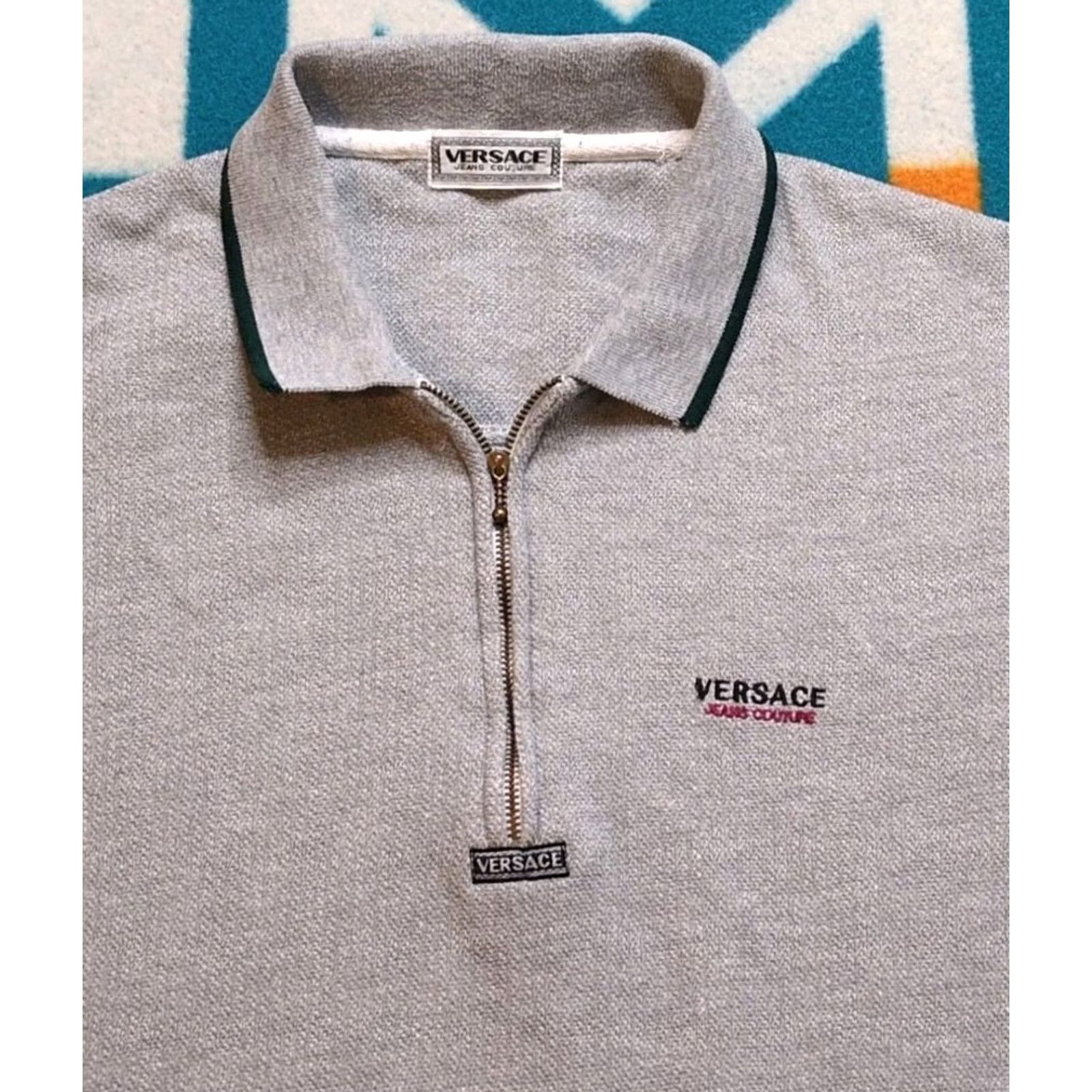 Versace Jeans Couture VINTAGE Versace Jeans Couture Shirt Gray 1/4 Zip Pullover Embroidered Designer S Mens Size US S / EU 44-46 / 1 - 2 Thumbnail