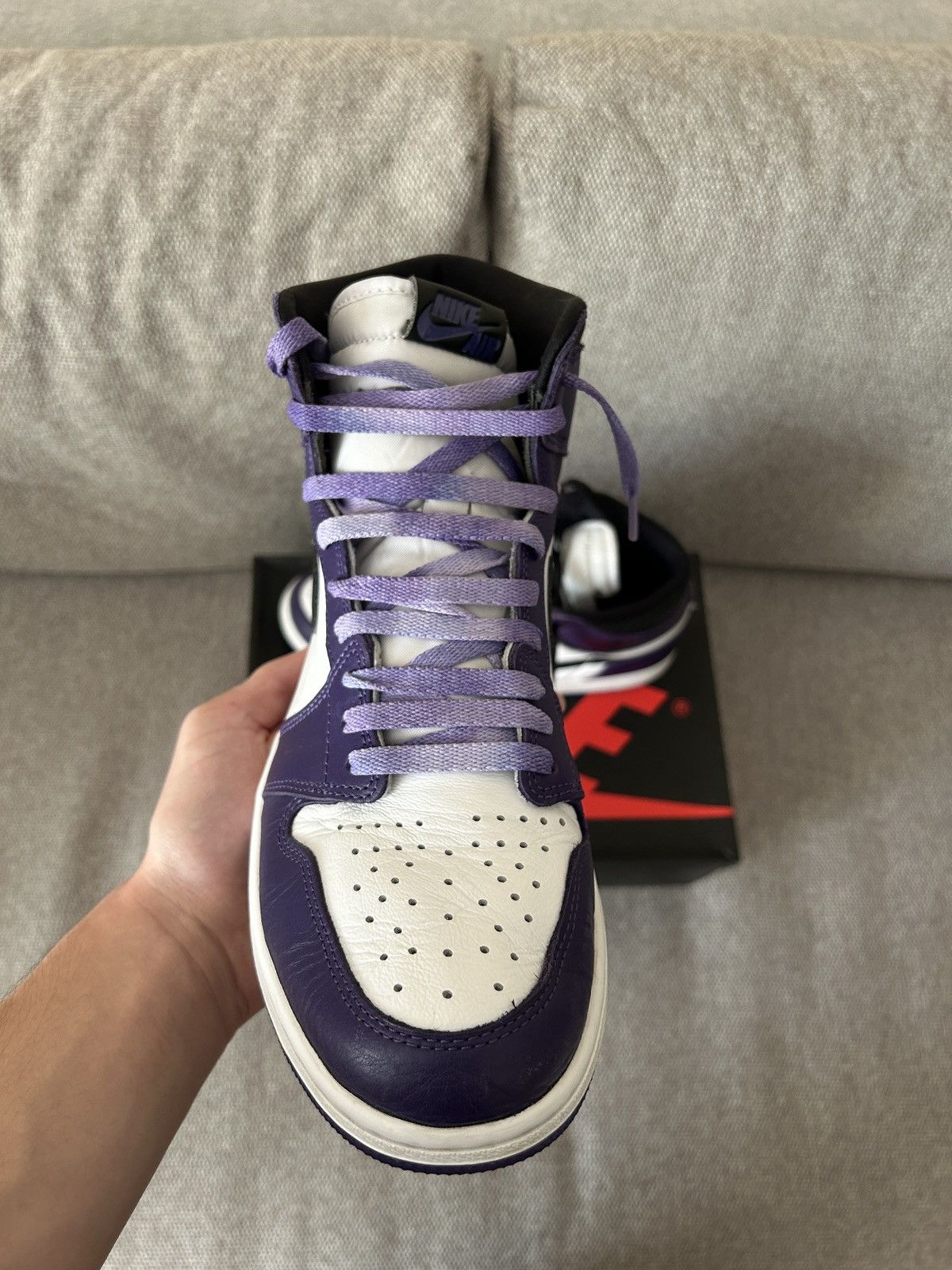 Jordan Brand × Nike Jordan 1 High Court Purple White Size US 10 / EU 43 - 4 Thumbnail