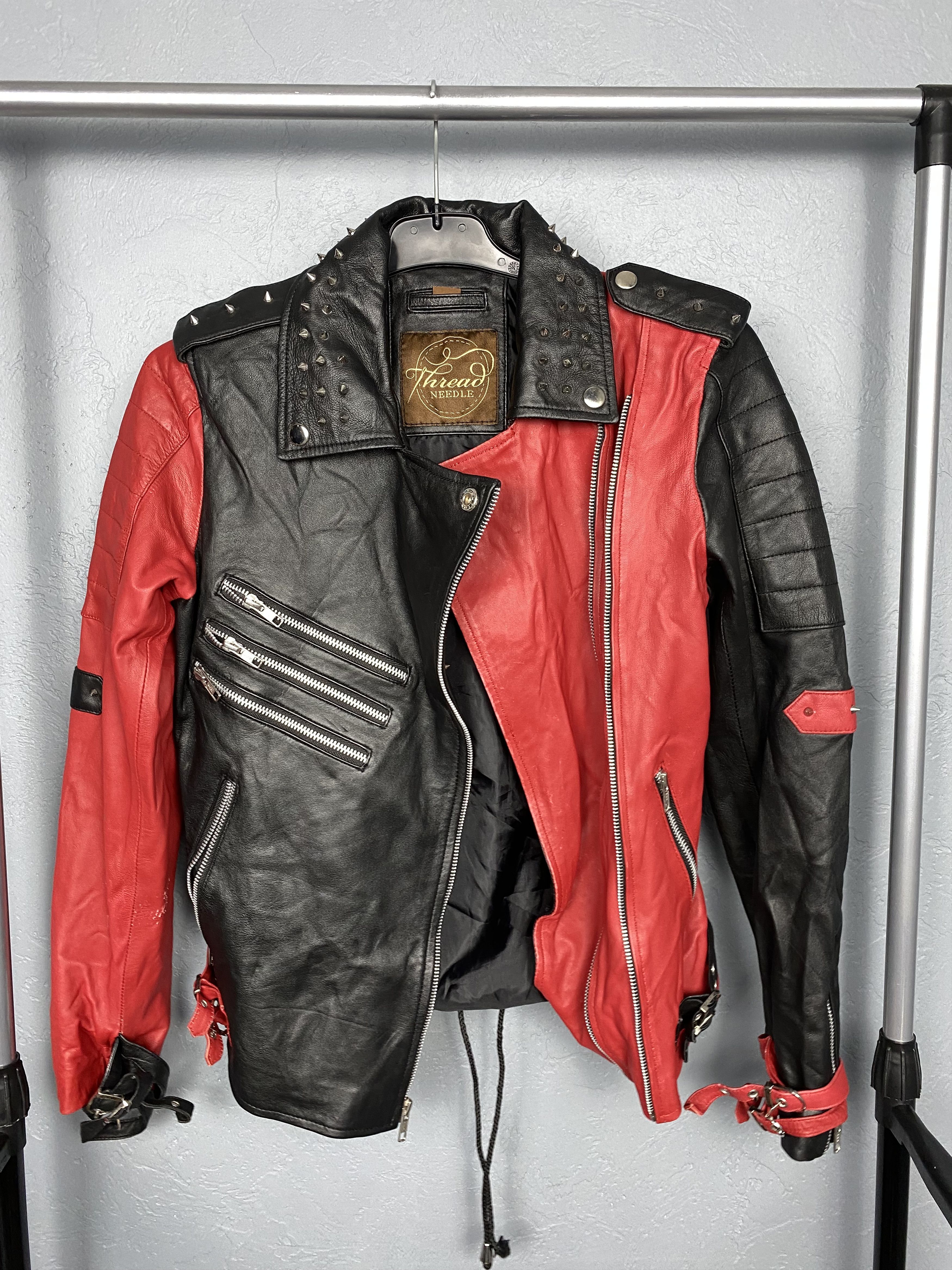 DC Comics Harley Quinn Biker Black & Red Leather Jacket Y2K Size S / US 4 / IT 40 - 3 Thumbnail