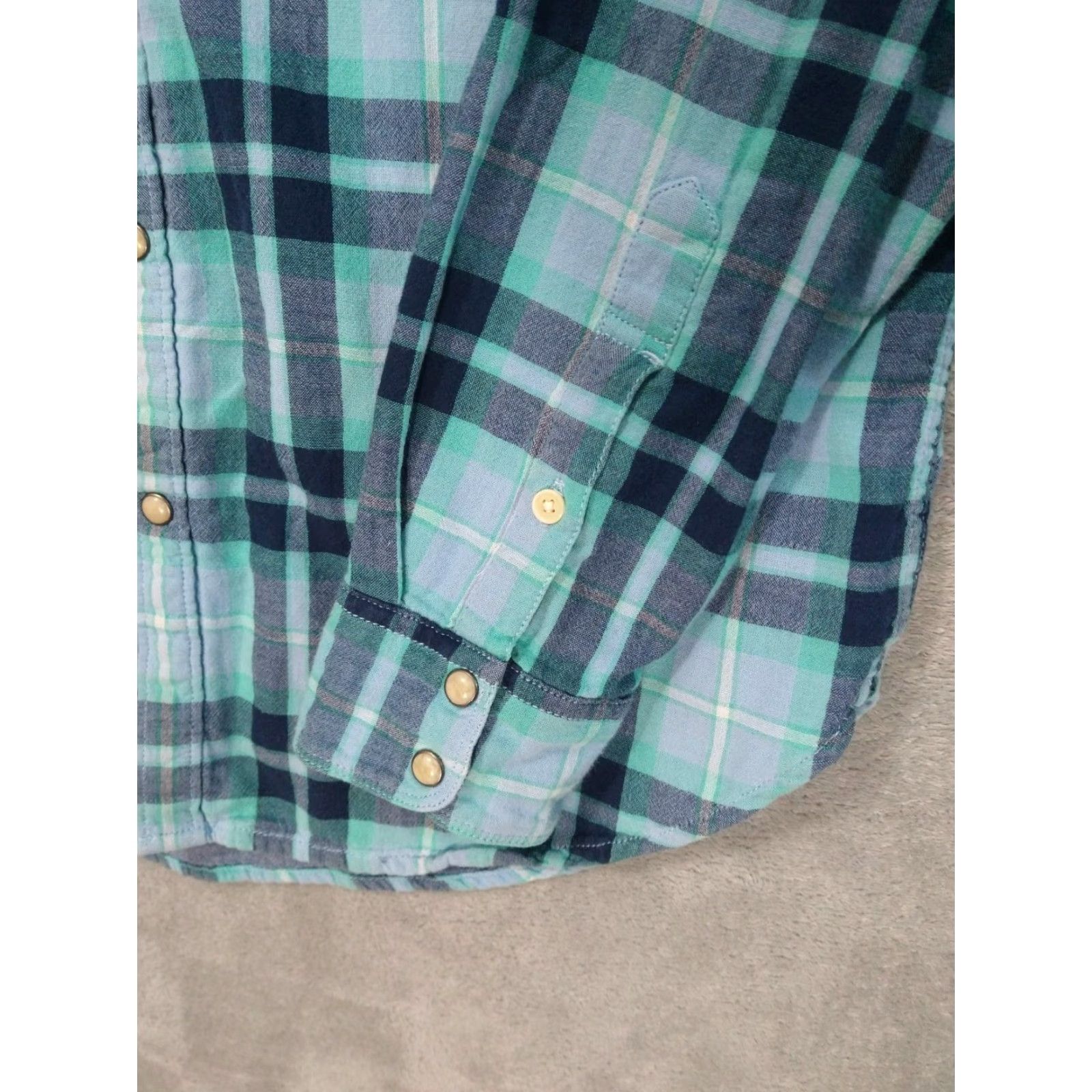 Lucky Brand Lucky Brand Shirt Mens Medium Blue Plaid Flannel Pearl Snap Long Sleeve Cotton Size US M / EU 48-50 / 2 - 3 Thumbnail