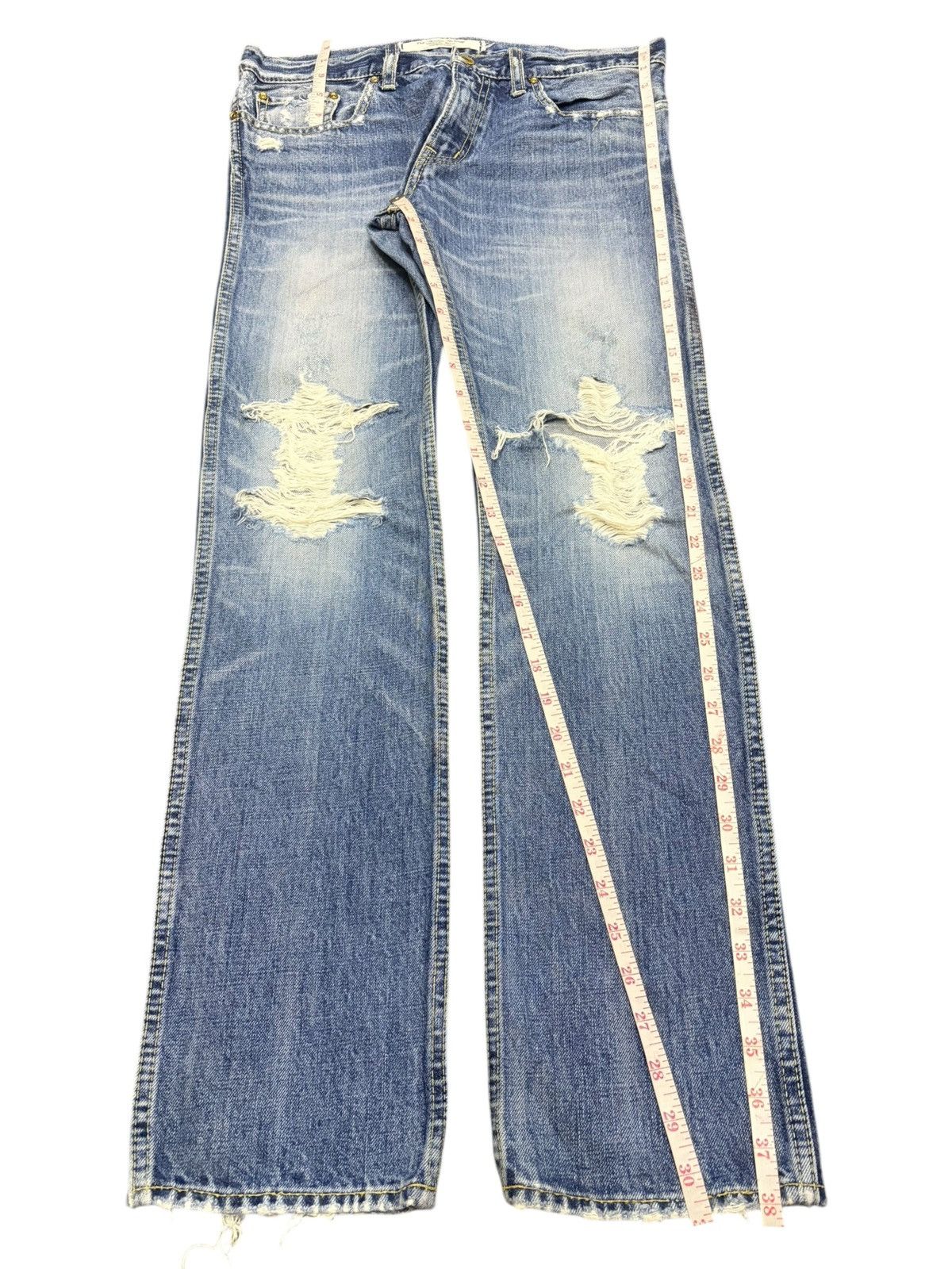 Edwin Vintage Japanese Rna Buckle Back Distressed Jeans Size 31" - 7 Thumbnail