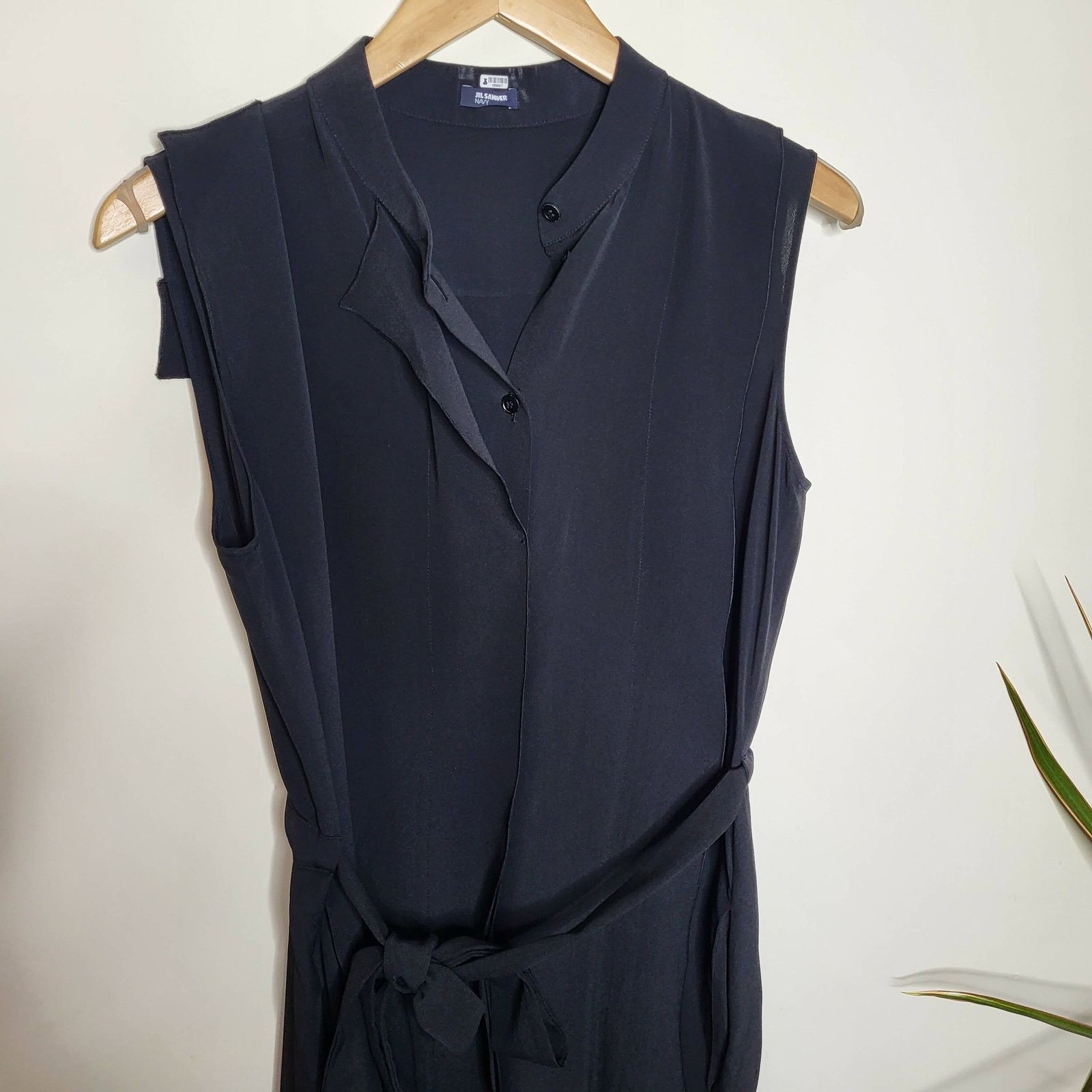 Jil Sander Jil Sander Silk Black Sleeveless Button Midi Shirt Dress 40 Size S / US 4 / IT 40 - 2 Thumbnail