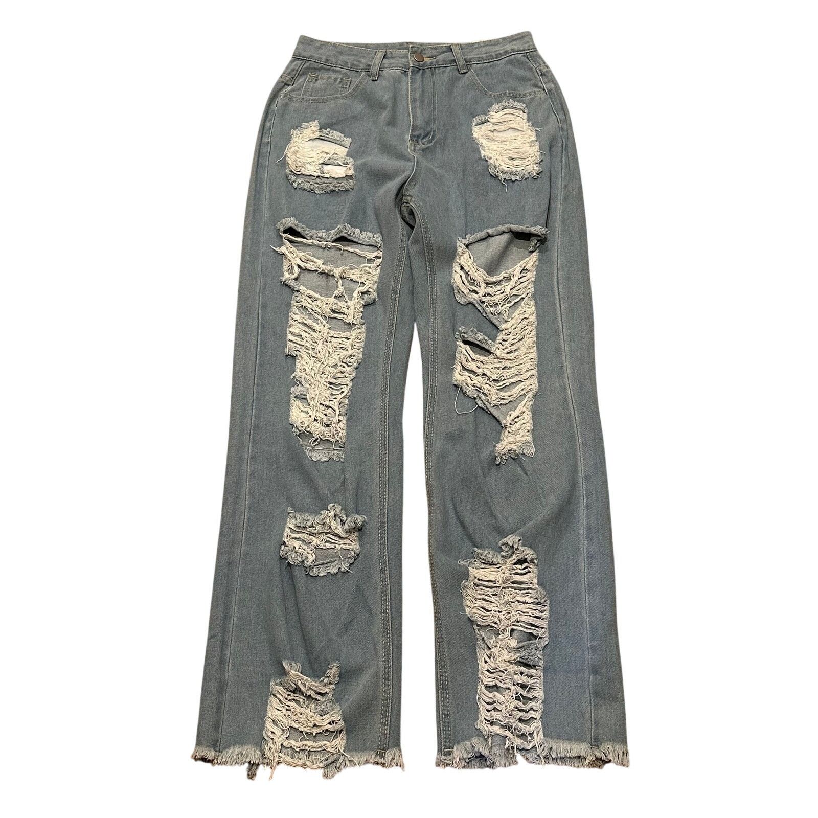 Other Y2K Distressed Wide Leg Jeans Womens Small Light Wash Ripped Size 27" / US 4 / IT 40 - 2 Thumbnail