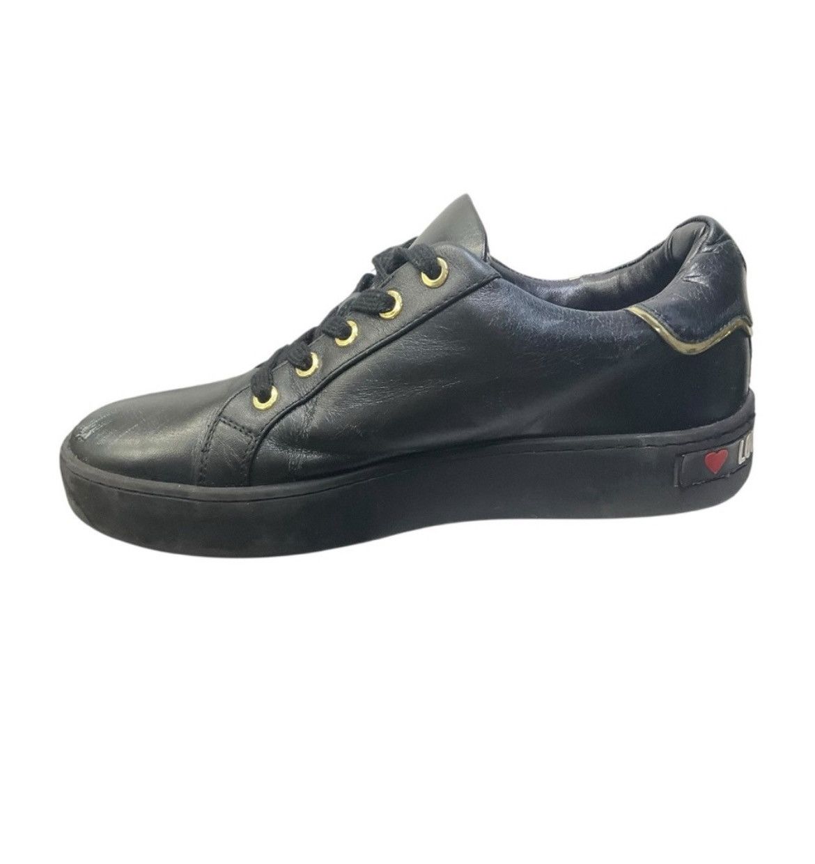 Moschino Love Moschino Black Gold Heart Sneakers Sz 39 EU Size US 8.5 / IT 38.5 - 5 Thumbnail