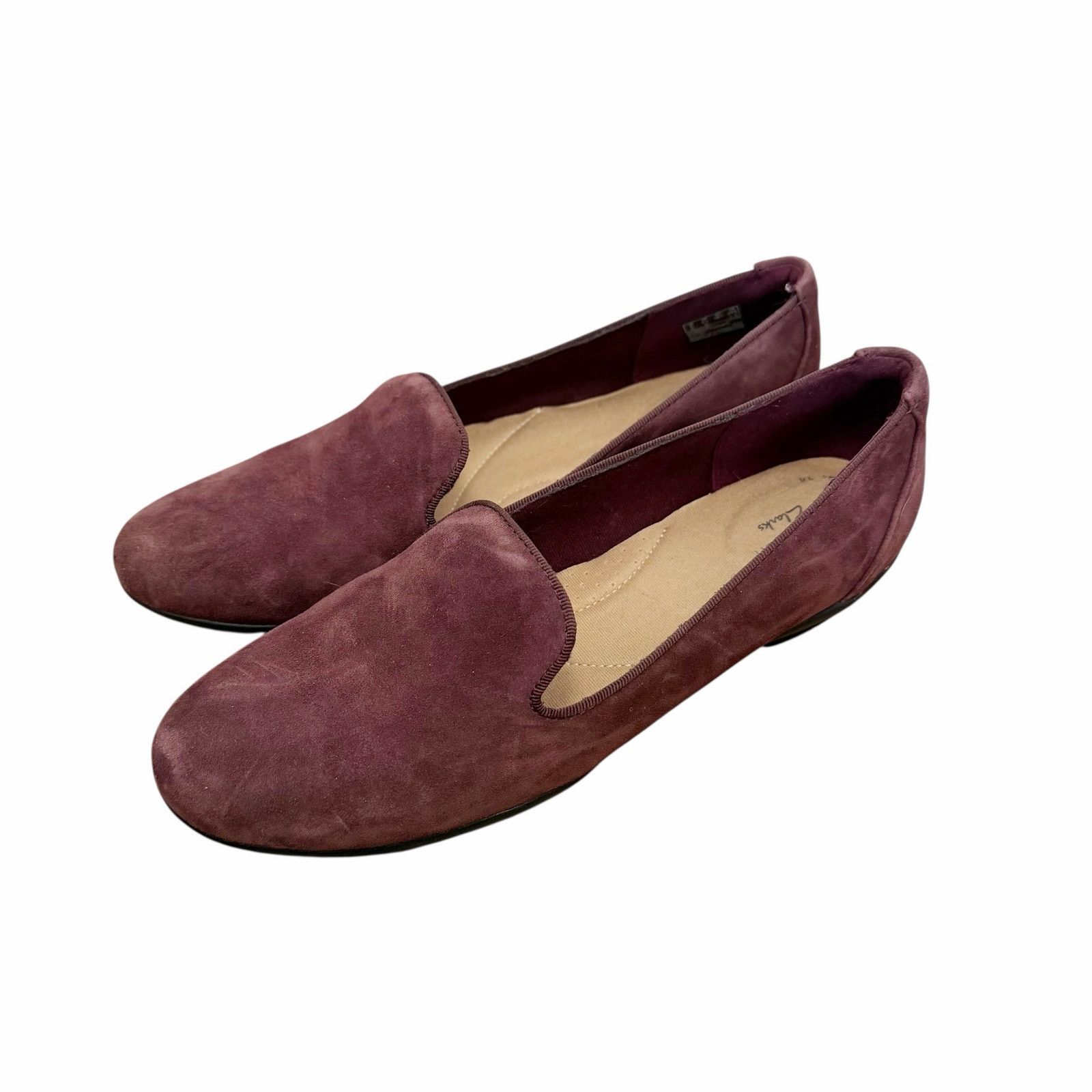 Clarks Clark’s Collection Maroon Suede Slip On Flats Sz 8.5 Size US 8.5 / IT 38.5 - 4 Thumbnail