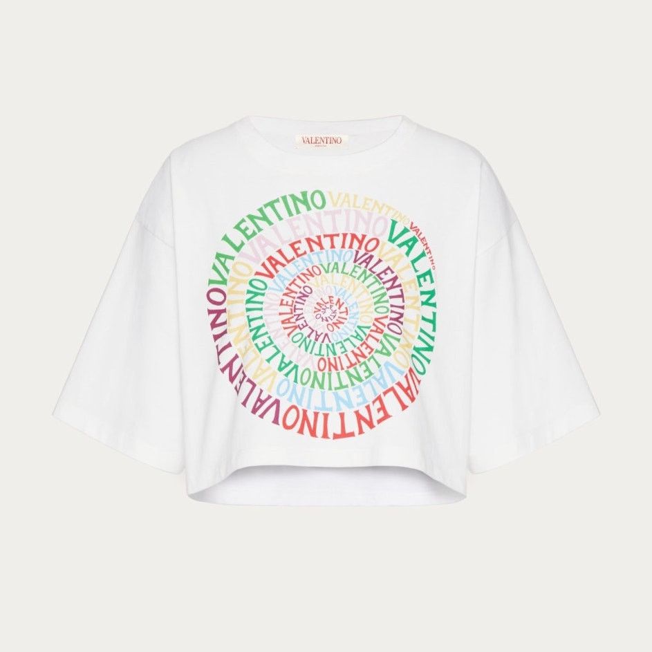 Valentino Valentino Loop Jersey Cropped T-Shirt Logo Size M NWT Size M / US 6-8 / IT 42-44 - 2 Thumbnail